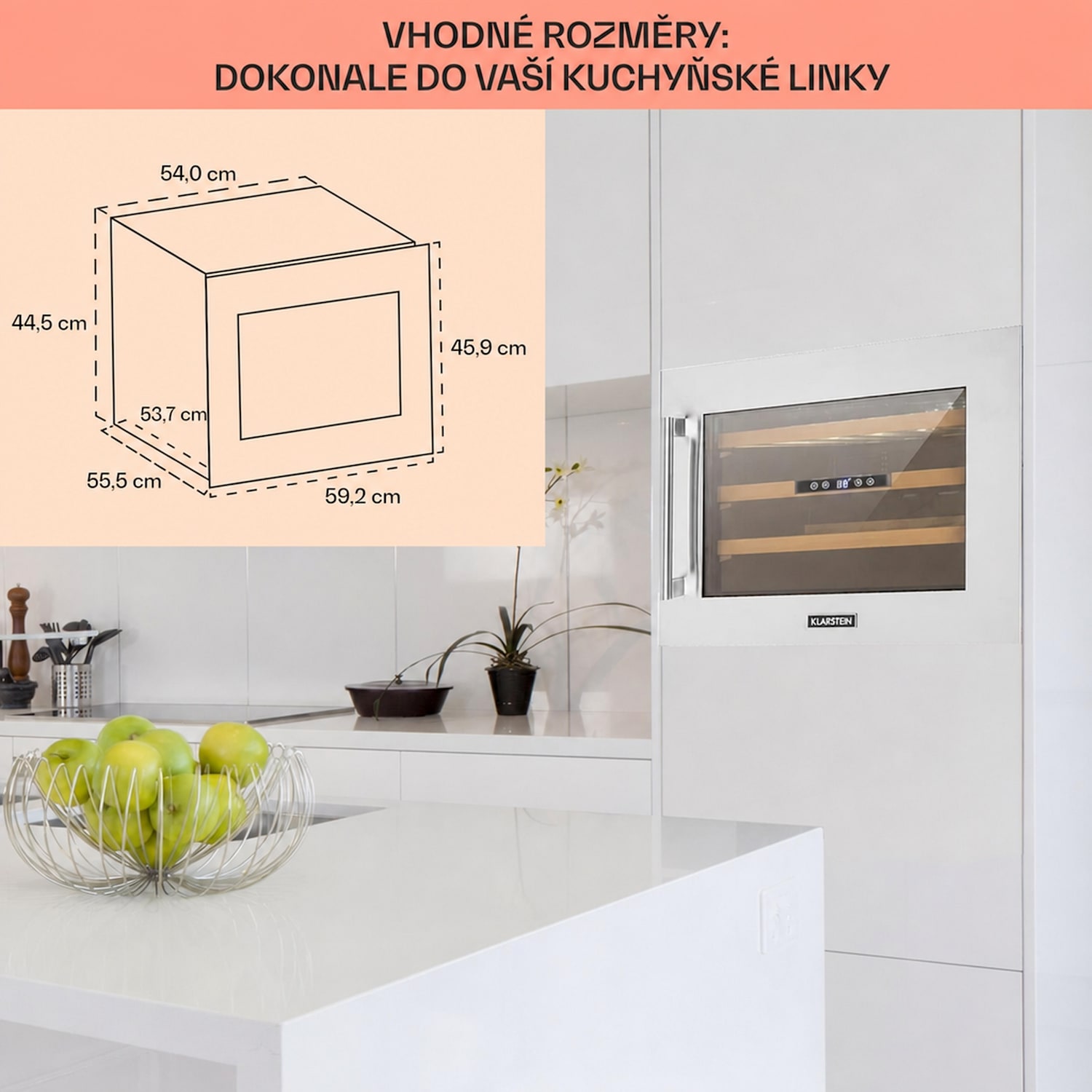 Vinsider 24D Built-In, vestavná vinotéka, Quartz Edition 24_bottles | 1 chladící zóna | Bílá