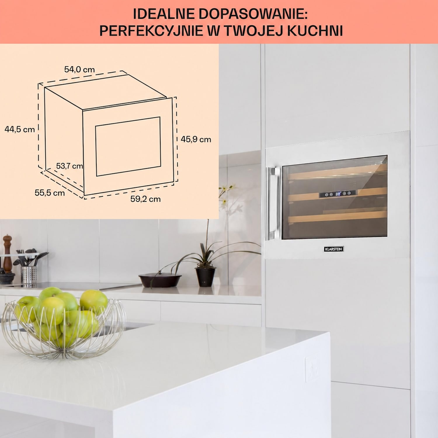 Vinsider 24D Built-In Duo Quartz Edition, chłodziarka do wina, do zabudowy 24_bottles | 1 strefa chłodzenia | Biały