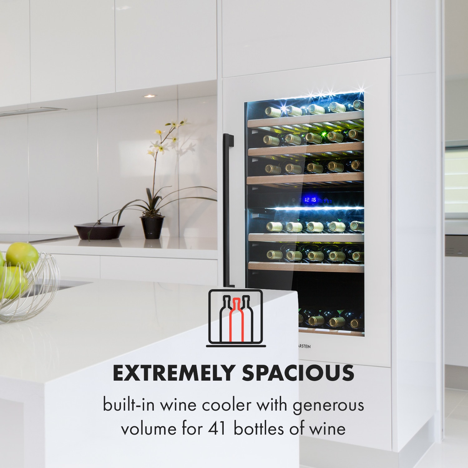 Vinsider 41D Built-In Duo Quartz Edition Built-in Wine Fridge 41 bottles | 2 cooling zones | White
