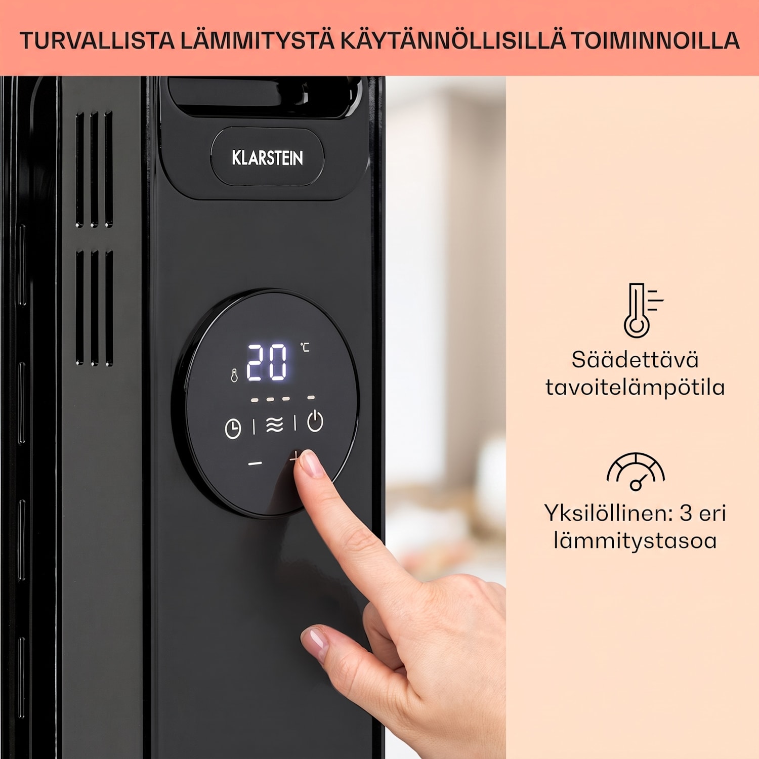 Thermaxx Heatstream öljytäytteinen lämmitin 2500 W 5-35 °C 24 tunnin ajastin Musta