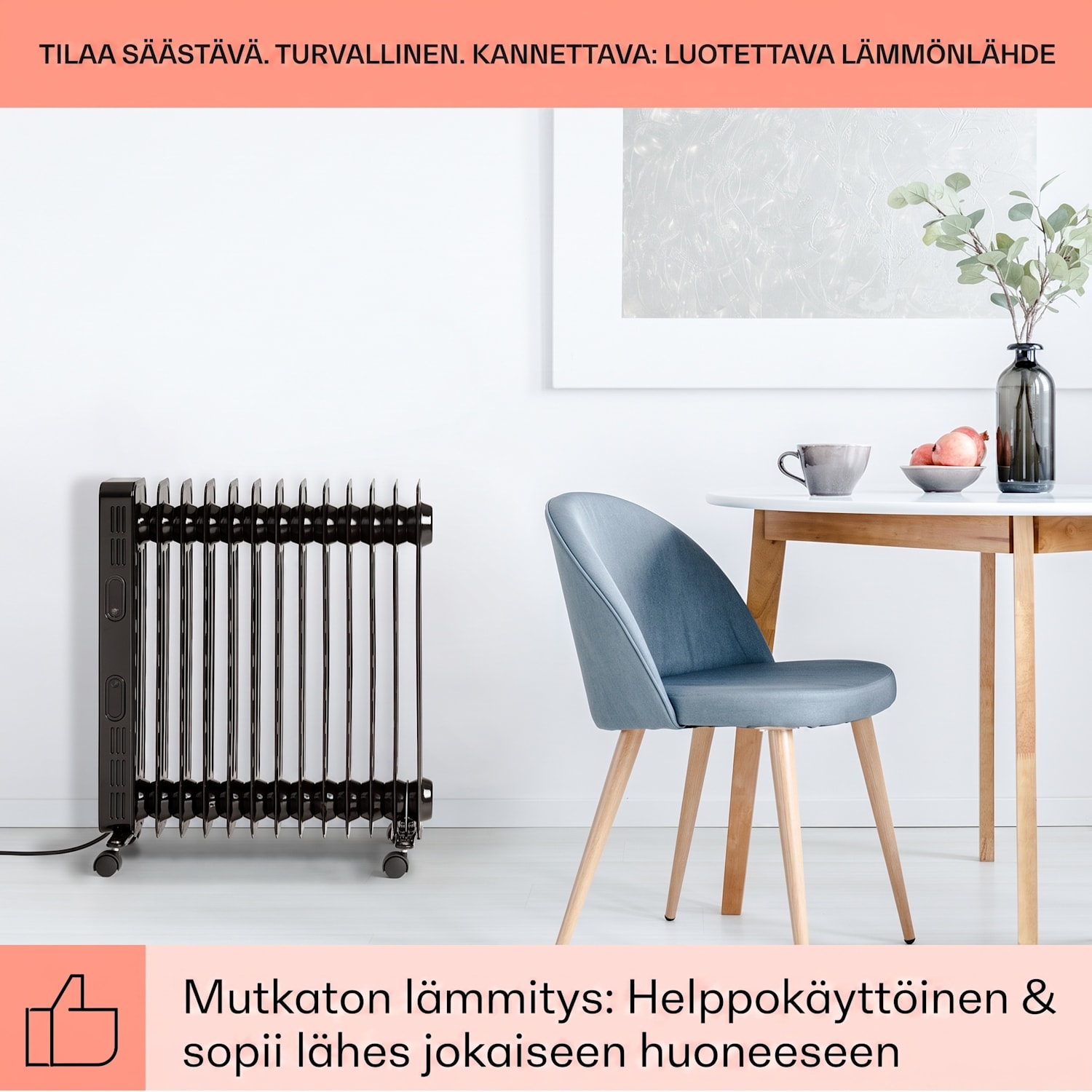 Thermaxx Heatstream öljytäytteinen lämmitin 2500 W 5-35 °C 24 tunnin ajastin Musta