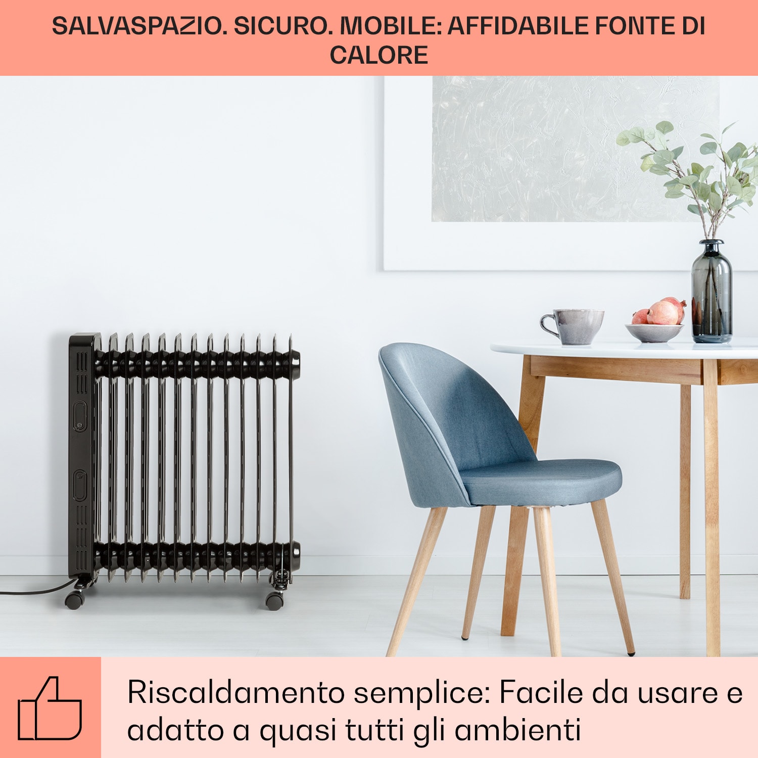 Thermaxx Heatstream Radiatore a olio 2500W 5-35 °C Timer di 24 ore Nero