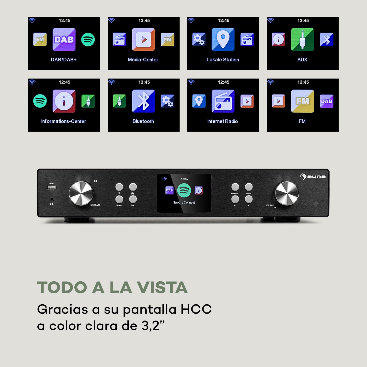Sintonizador digital HiFi Spotify Connect controlada por aplicación color negro 