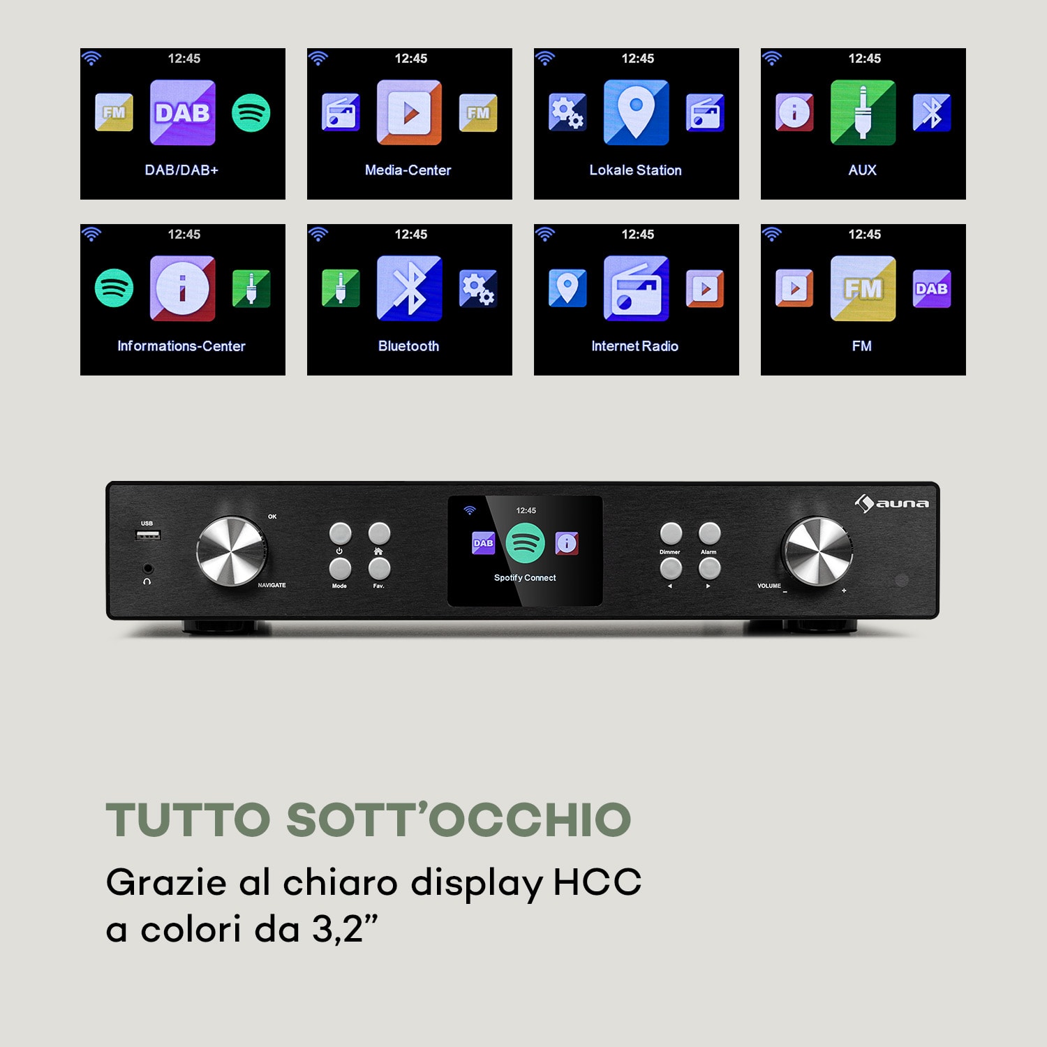 iTuner 320 ME, Sintonizzatore Hi-Fi Digitale, Spotify Connect, BT, App-Control, nero 
