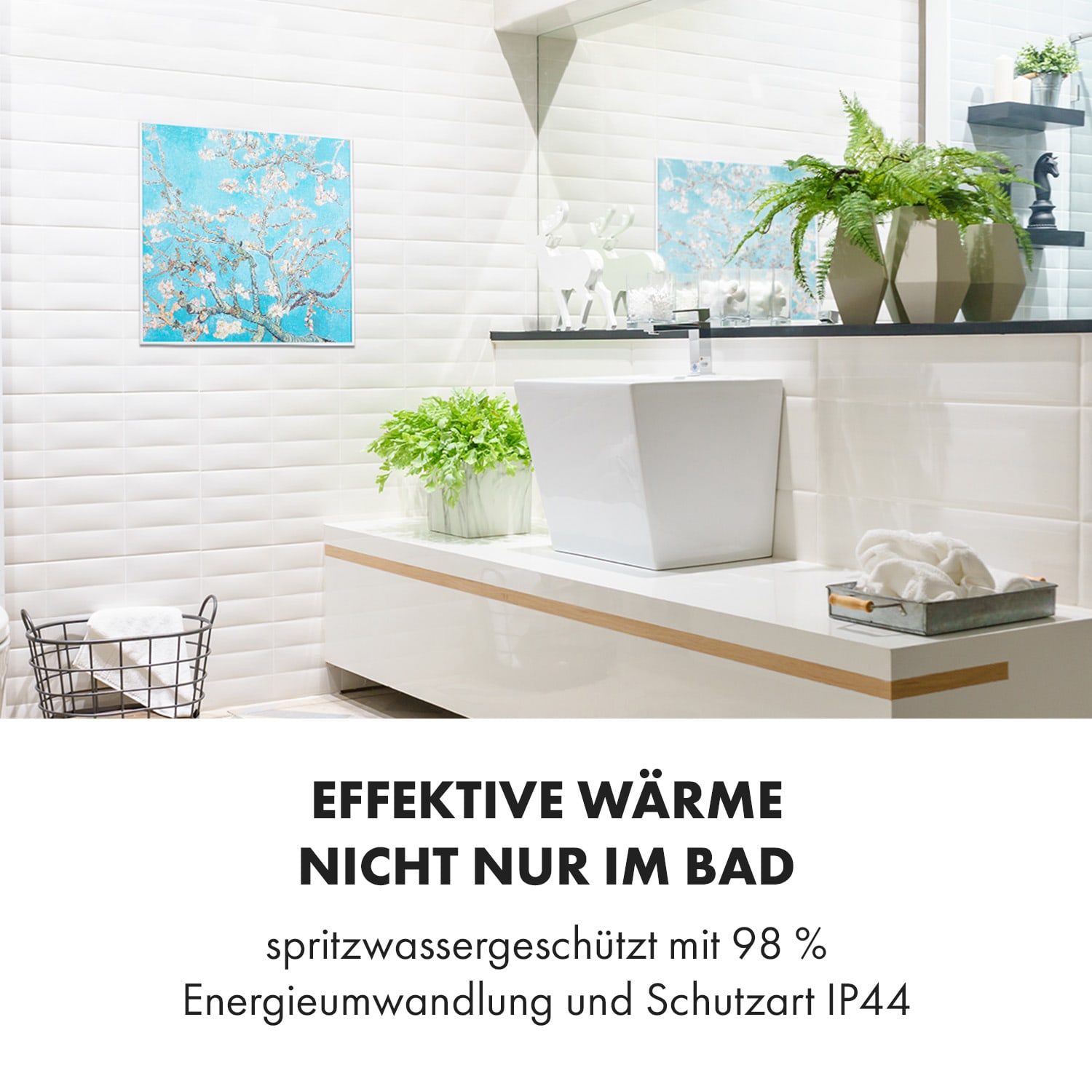 Wonderwall Air Art Smart Infrarotheizung 60x60cm 350W Wandinstallation App-Steuerung Mandelblüten 60 x 60 cm | 350 W | Mandelblüten