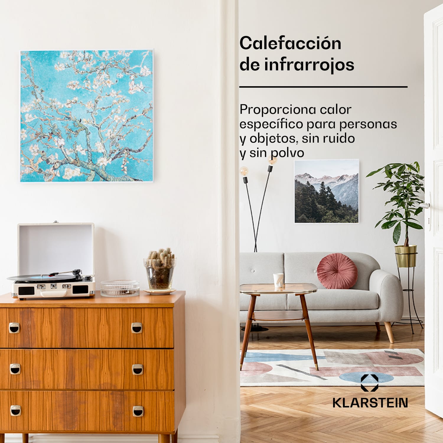 Wonderwall Air Art Smart Panel calefactor infrarrojo 60x60cm 350W Almendro en flor 60 x 60 cm | 350 W | Flores de almendro