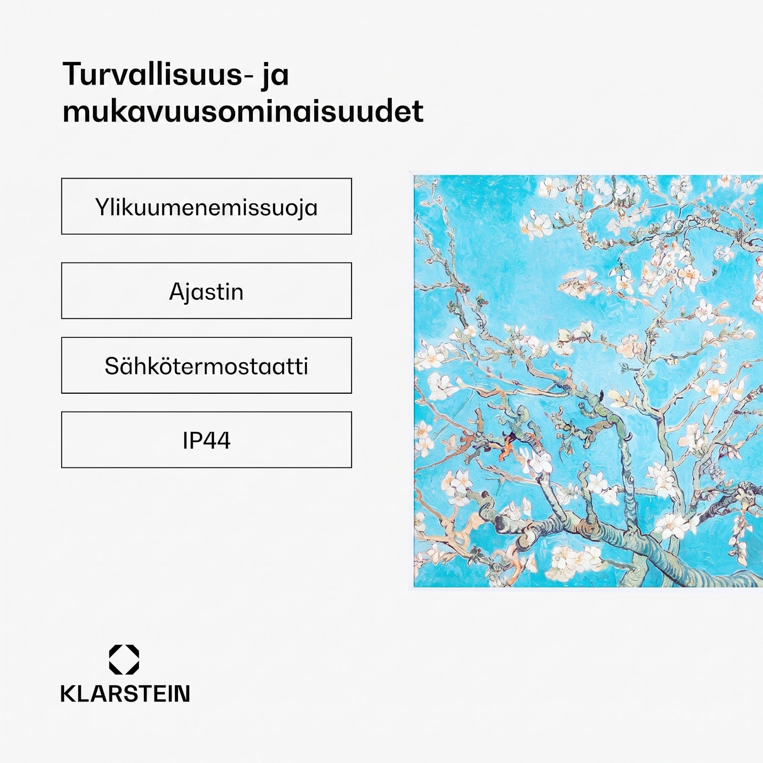 Wonderwall Air Art Smart infrapunalämmitin 60 x 60 cm 350 W Mantelinkukka 60 x 60 cm | 350 W | Almond Blossoms