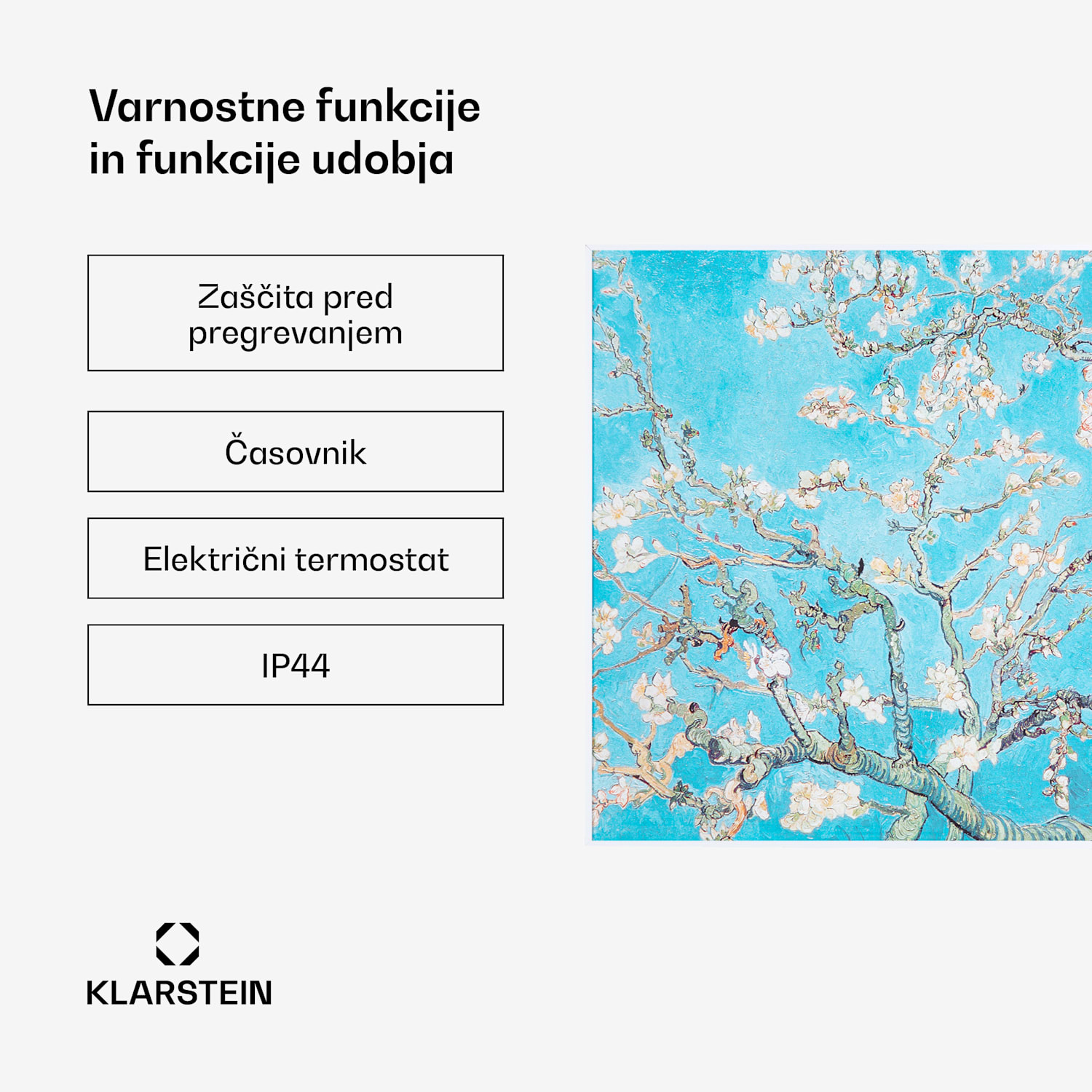 Wonderwall Air Art Smart, infrardeči grelec, 60 x 60 cm, 350 W, mandljev cvet 60 x 60 cm | 350 W | Cvetovi mandljev