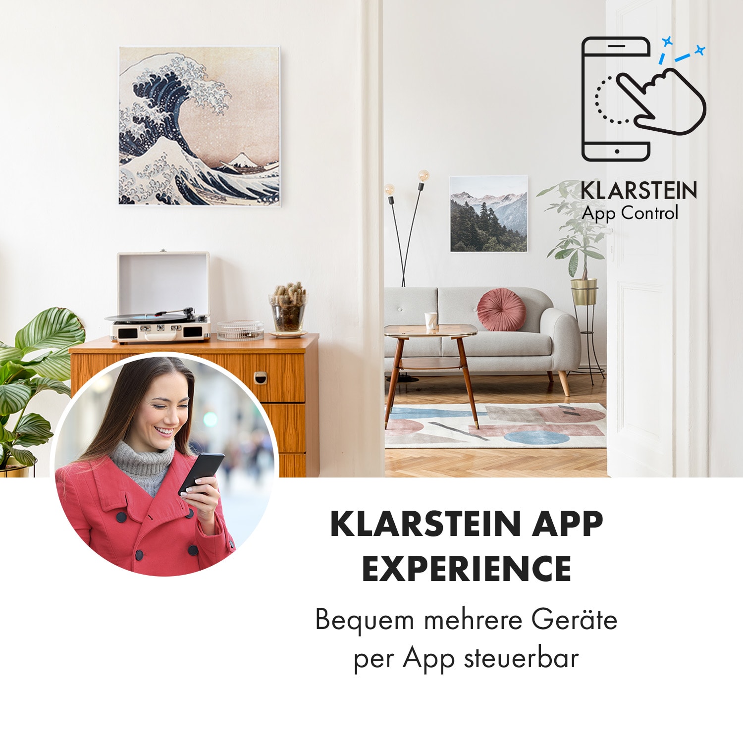 Wonderwall Air Art Smart Infrarotheizung 60x60cm 350W Wandinstallation App-Steuerung Wellen 60 x 60 cm | 350 W | Welle