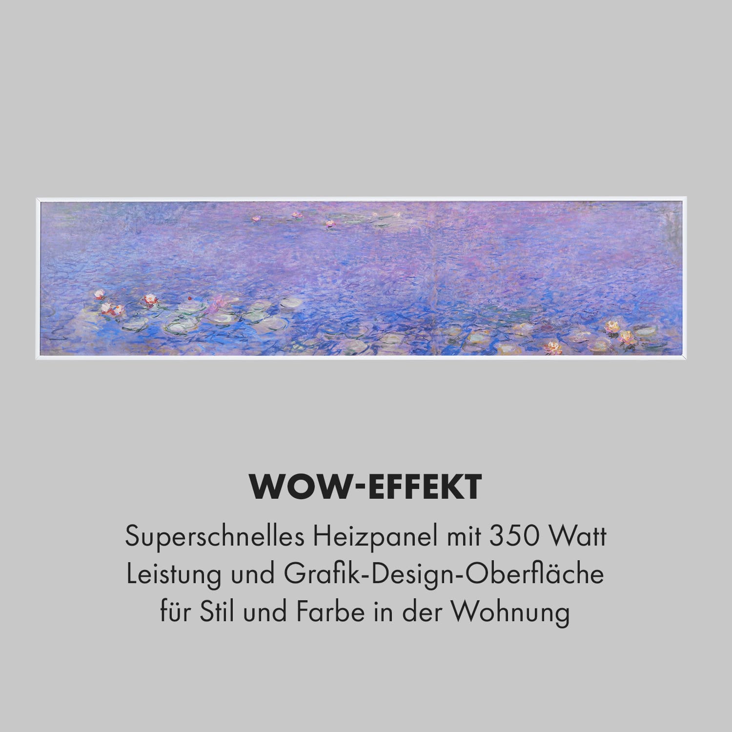 Wonderwall Air Art Smart Infrarotheizung 120x30cm 350W Wandinstallation  App-Steuerung Seerosen 120 x 30 cm / Design: Seerosen