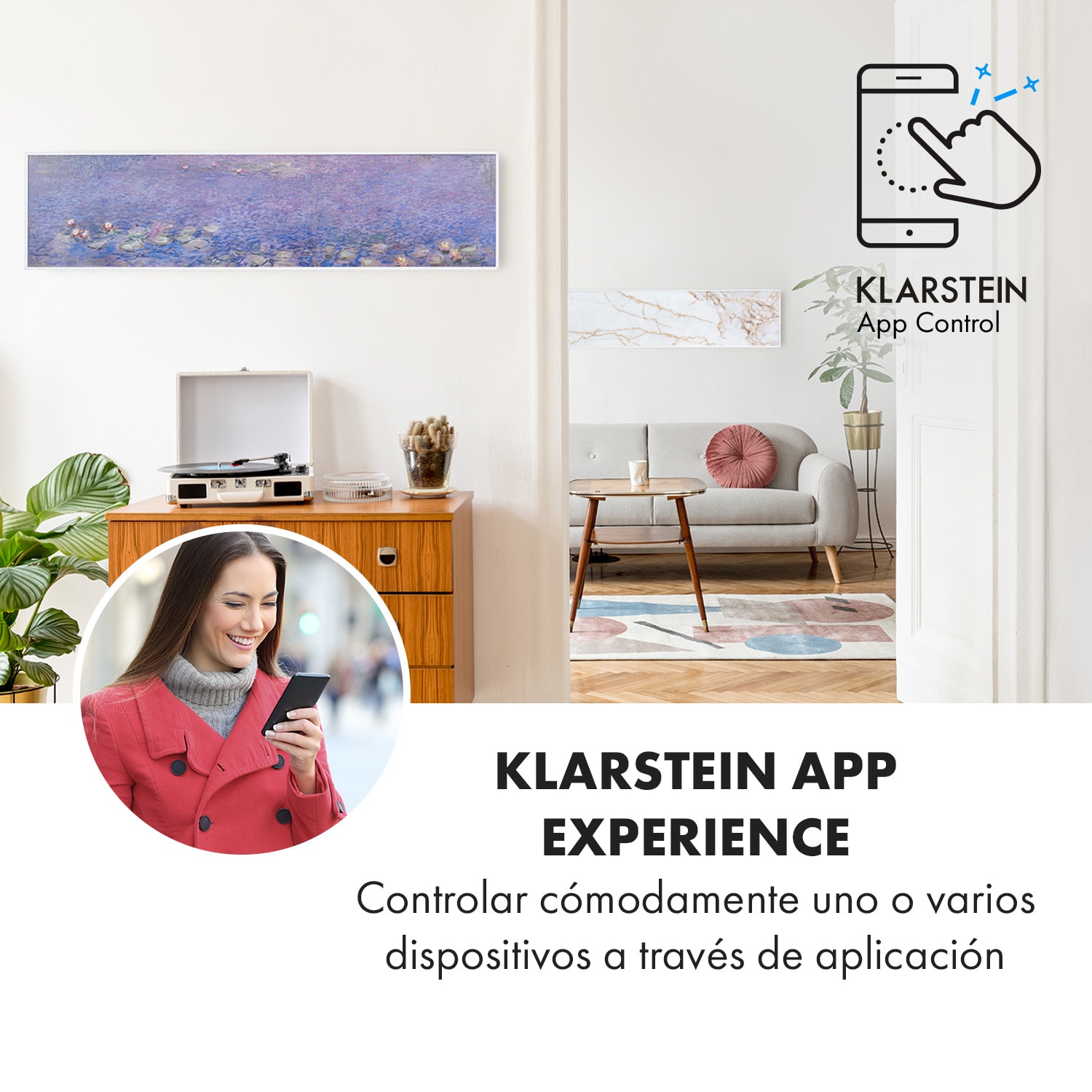 Wonderwall Air Art Smart Panel calefactor infrarrojo 120x30cm 350W App Nenúfares 