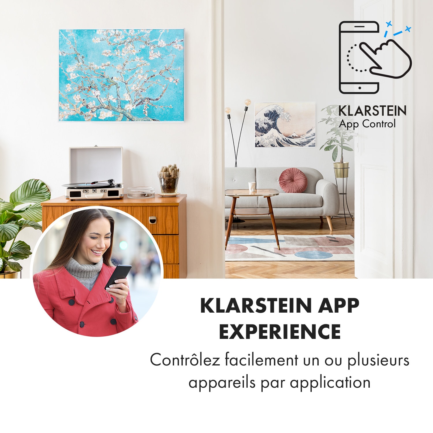 Wonderwall Air Art Smart infrarood verwarming 80x60cm 500W bloesem 80 x 60 cm | 500 W | Amandelbloesem