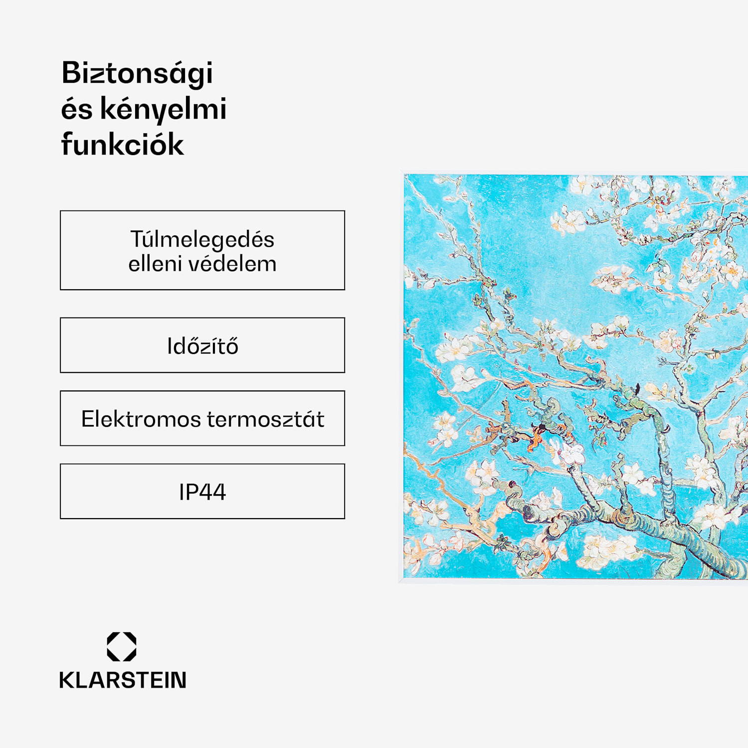 Wonderwall Air Art Smart, infravörös hősugárzó, 80 x 60 cm, 500 W, virágok 80 x 60 cm | 500 W | Mandulavirágok