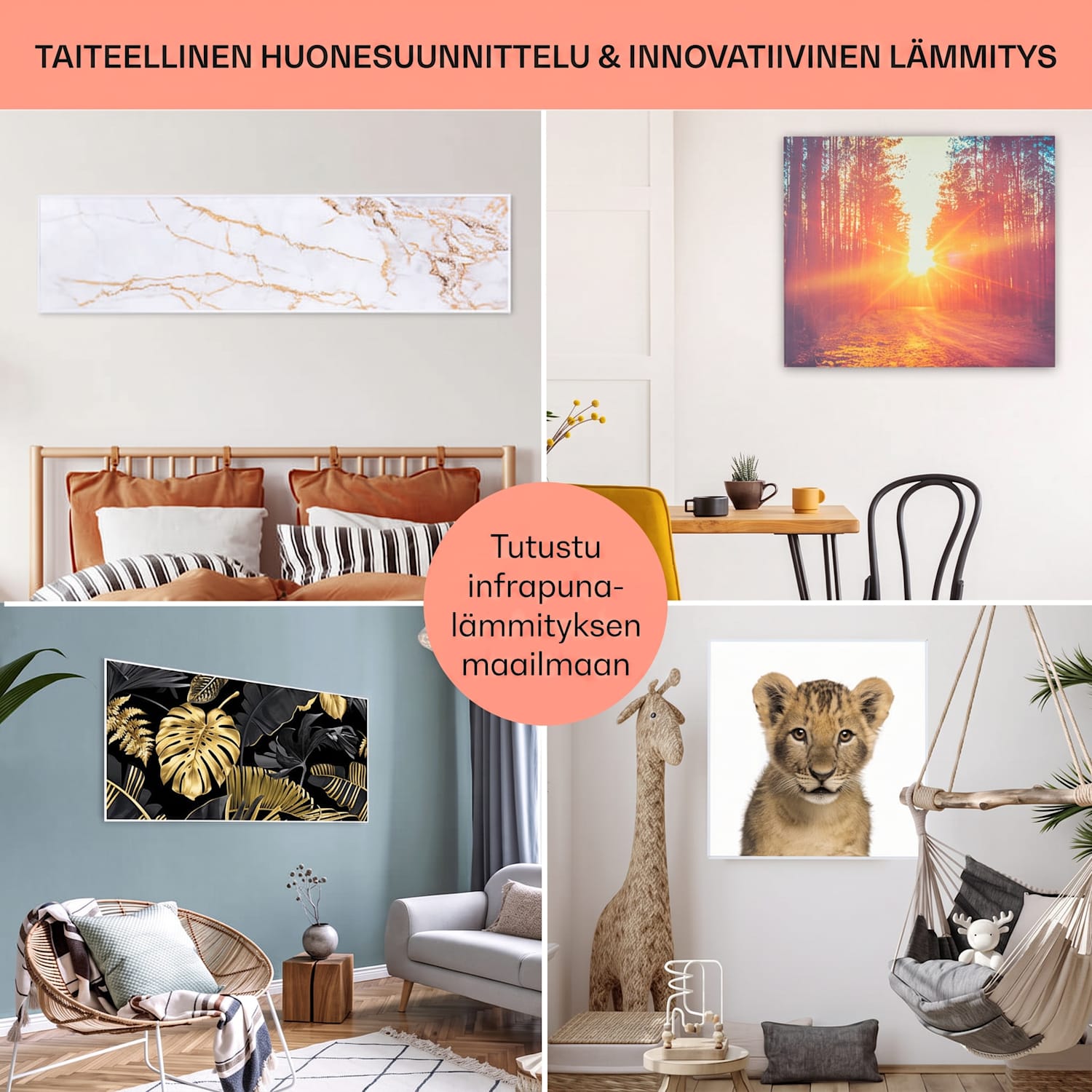 Wonderwall Air Art Smart infrapunalämmitin 80 x 60 cm 500 W suuri aalto 80 x 60 cm | 500 W | Wave