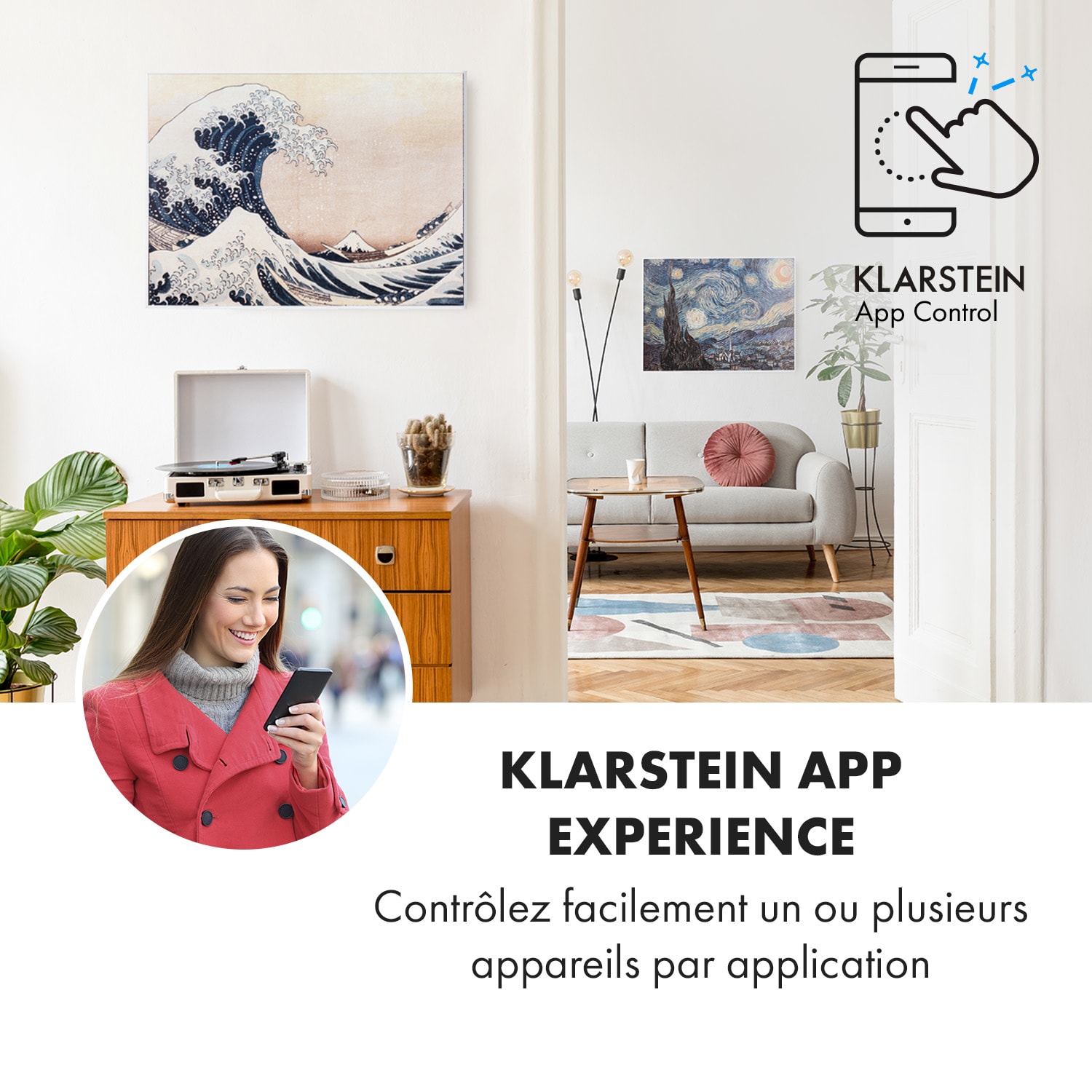 Wonderwall Air Art Smart Radiateur infrarouge connecté 80x60cm 350W Va 80 x 60 cm | 500 W | Vague