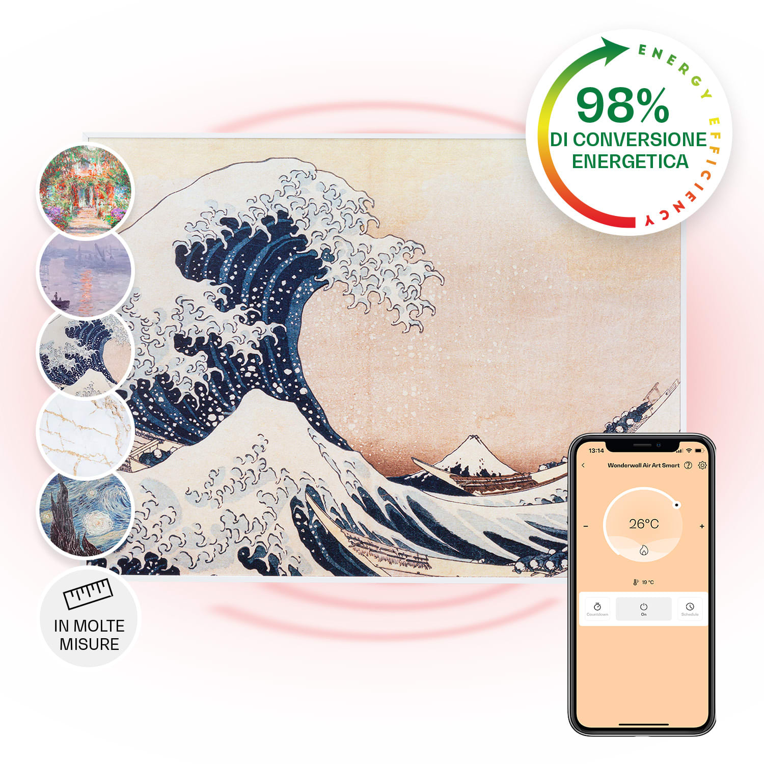 Wonderwall Air Art Smart Pannello Radiante Infrarossi 80x60cm 500W Onde Blu 