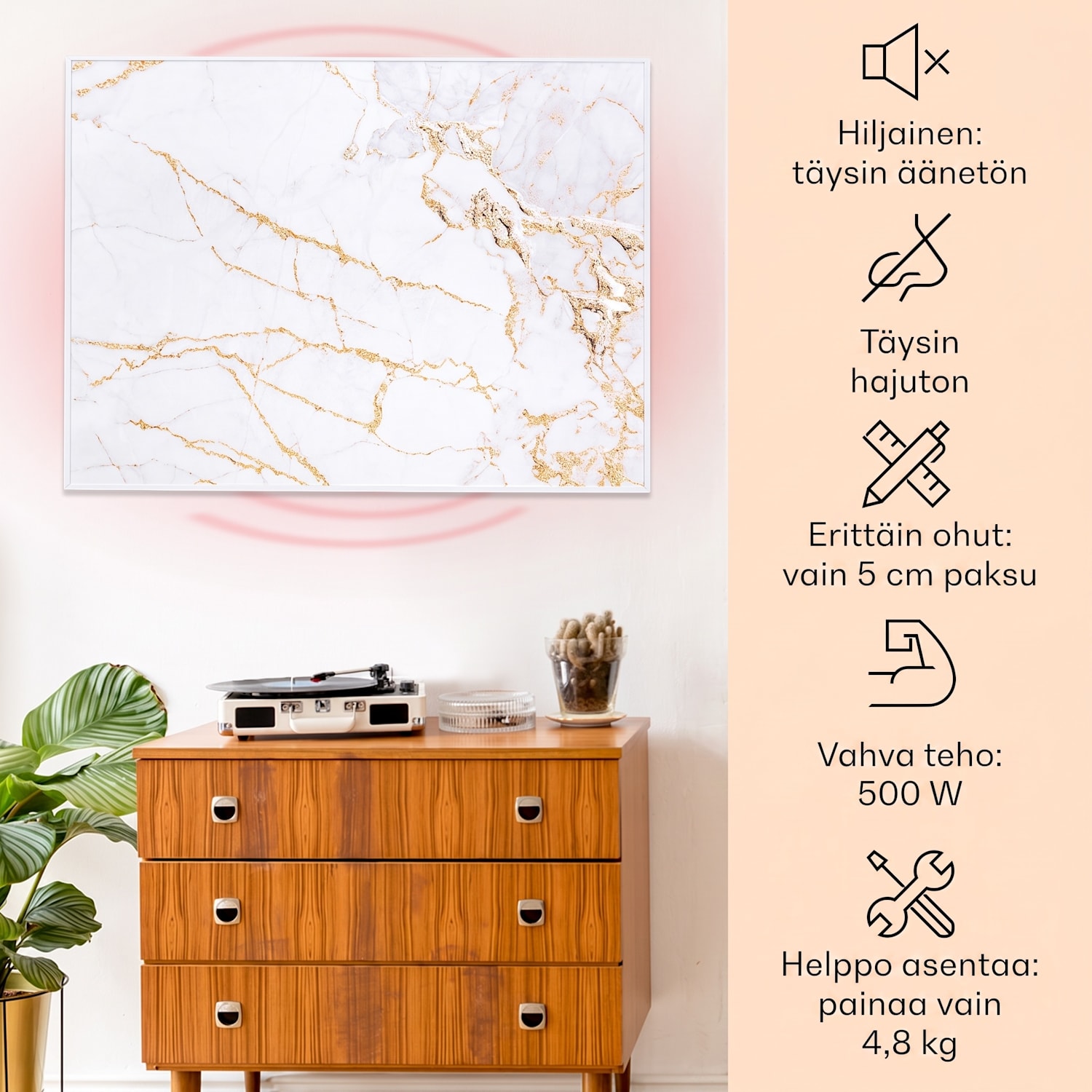 Wonderwall Air Art Smart infrapunalämmitin 80 x 60 cm 500 W marmoria 80 x 60 cm | 500 W | Marble