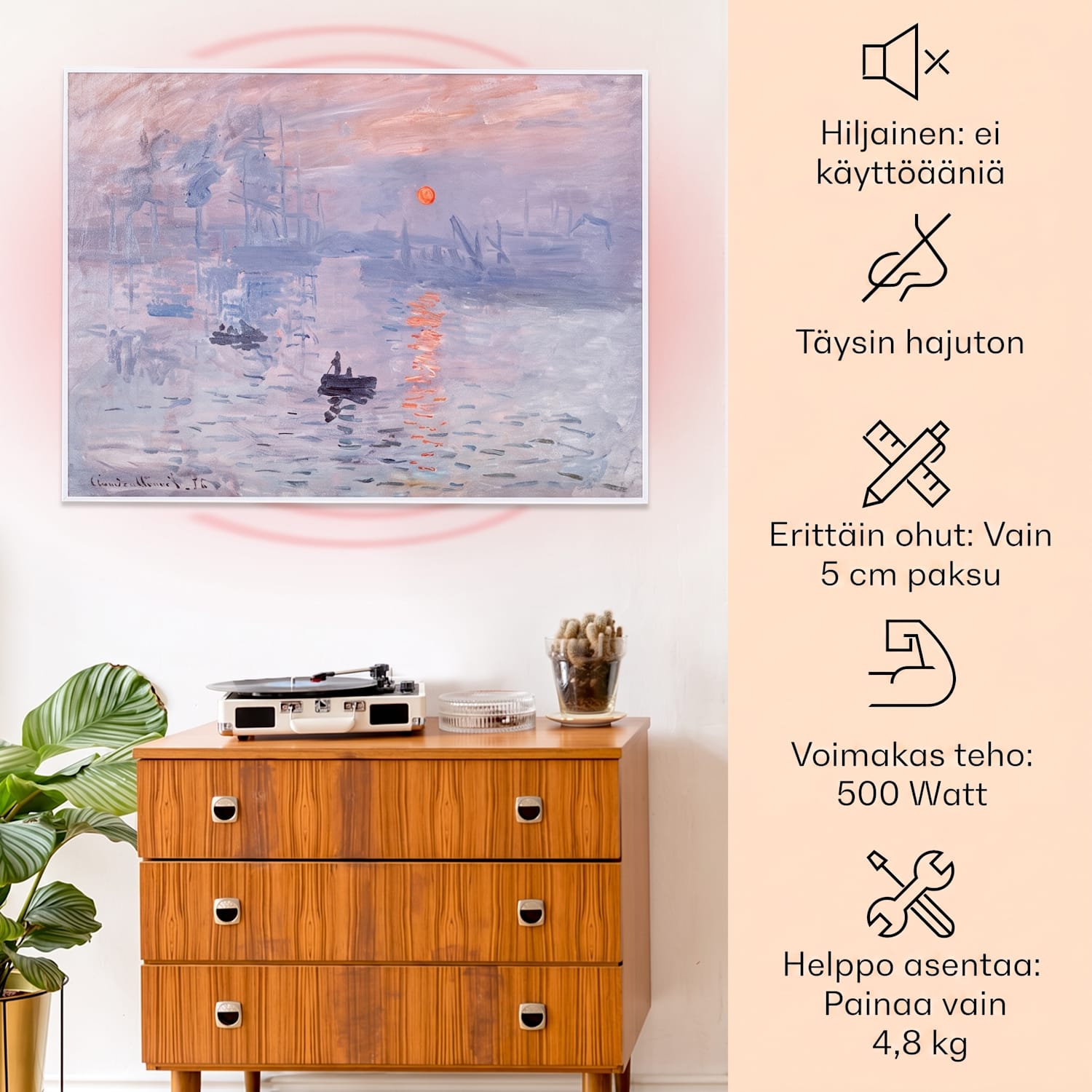 Wonderwall Air Art Smart infrapunalämmitin 80 x 60 cm 500 W auringonnousu 80 x 60 cm | 500 W | Sunrise