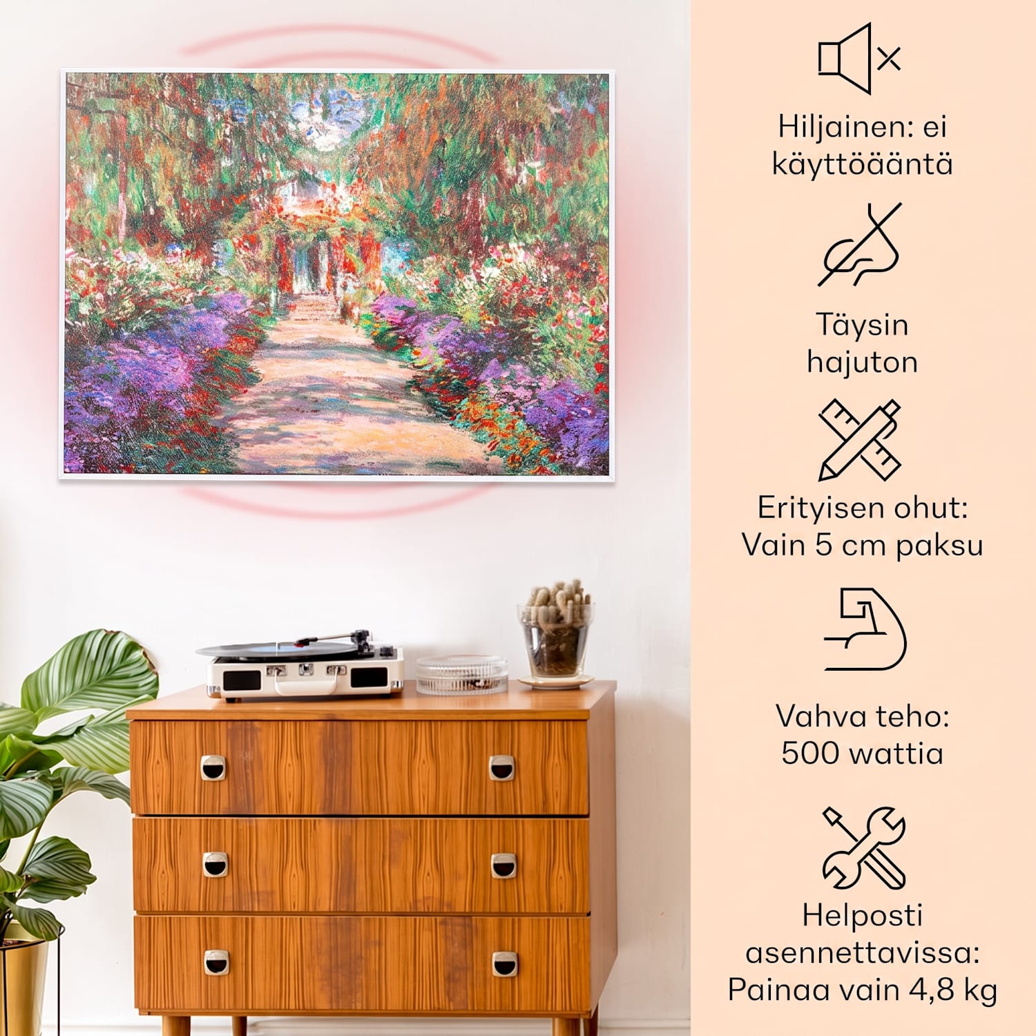 Wonderwall Air Art Smart infrapunalämmitin 80 x 60 cm 500 W puutarhapolku 80 x 60 cm | 500 W | Garden