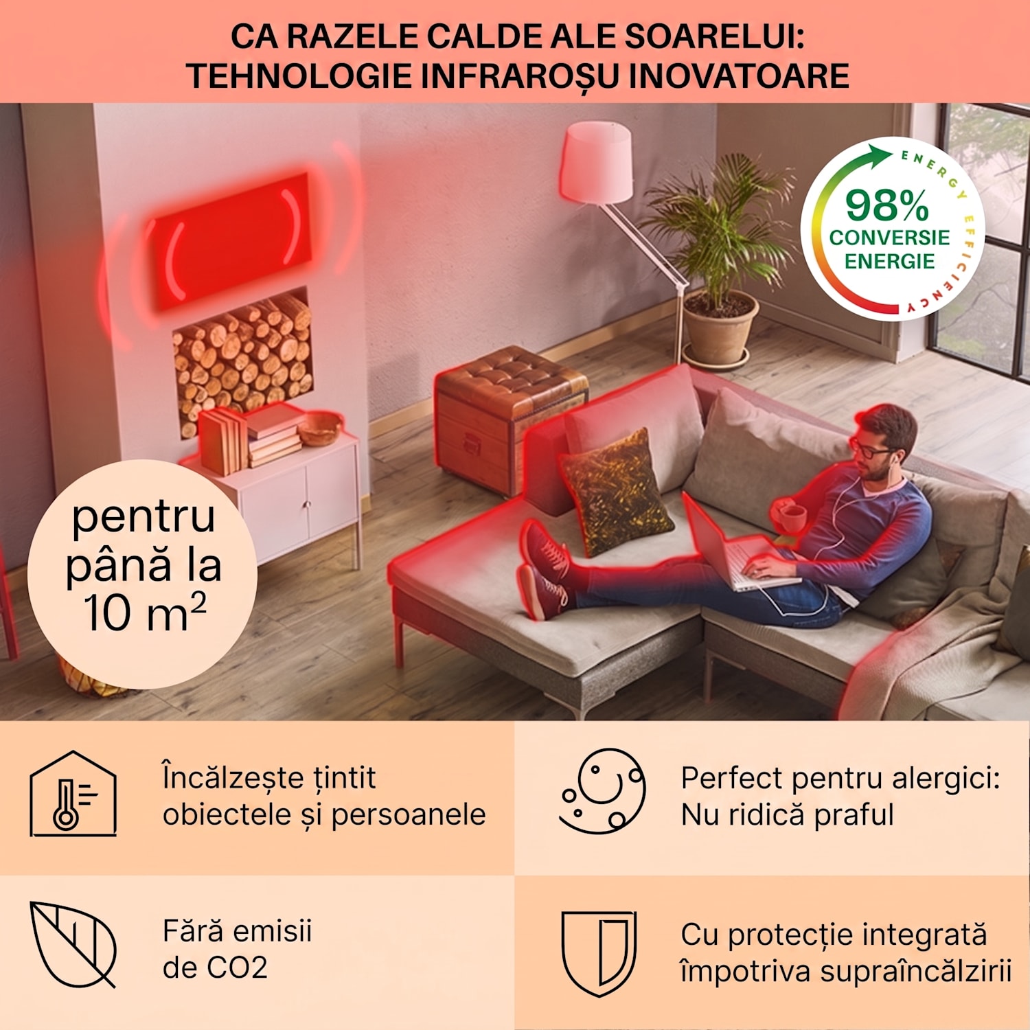 Wonderwall Air Art Smart, încălzitor cu infraroșu, 80 x 60 cm, 500 W, aplicație, poteca din grădină 80 x 60 cm | 500 W | Grădină