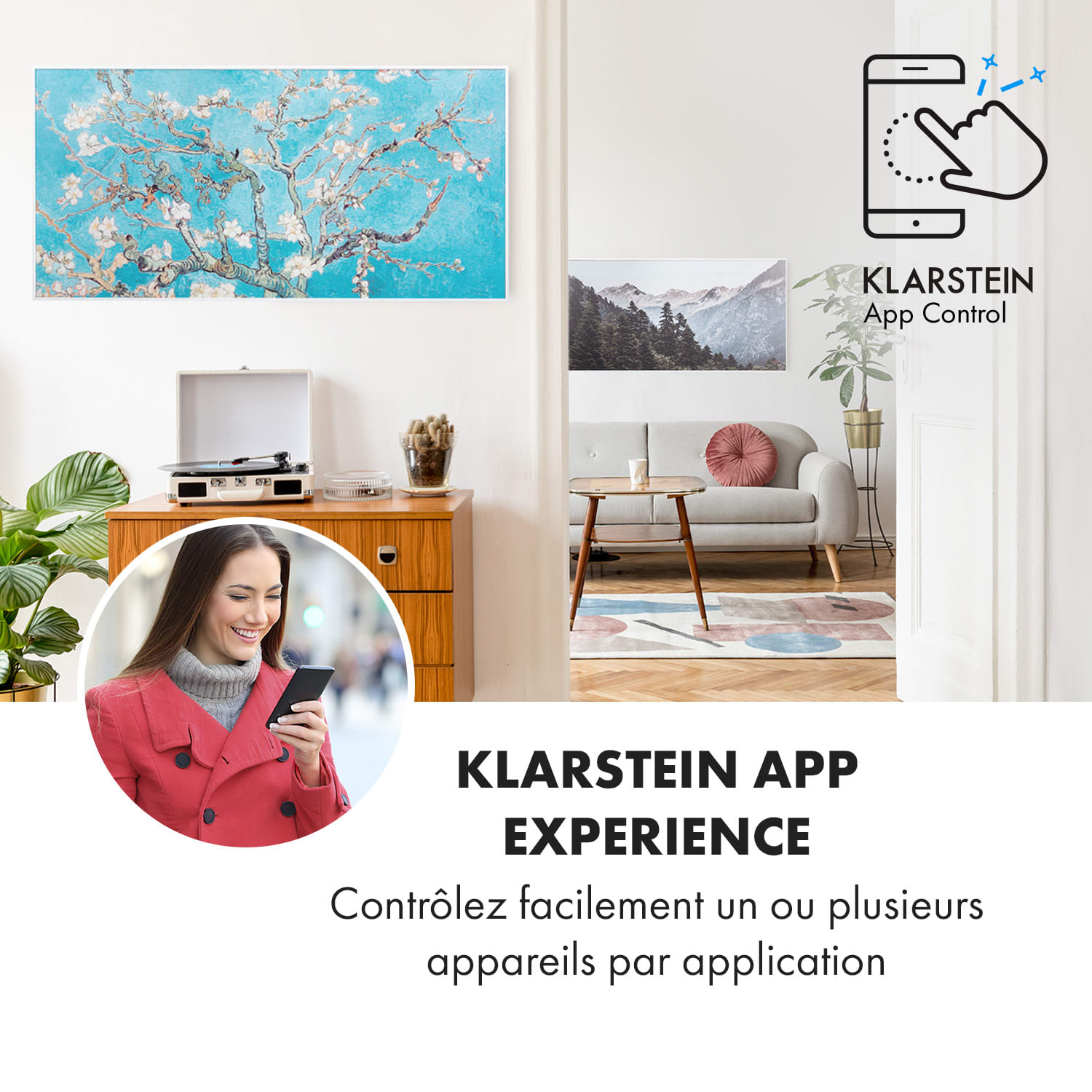 Wonderwall Air Art Smart infrarood verwarming 120x60cm 700W app amandelbloesem 120 x 60 cm | 700 W | Amandelbloesem