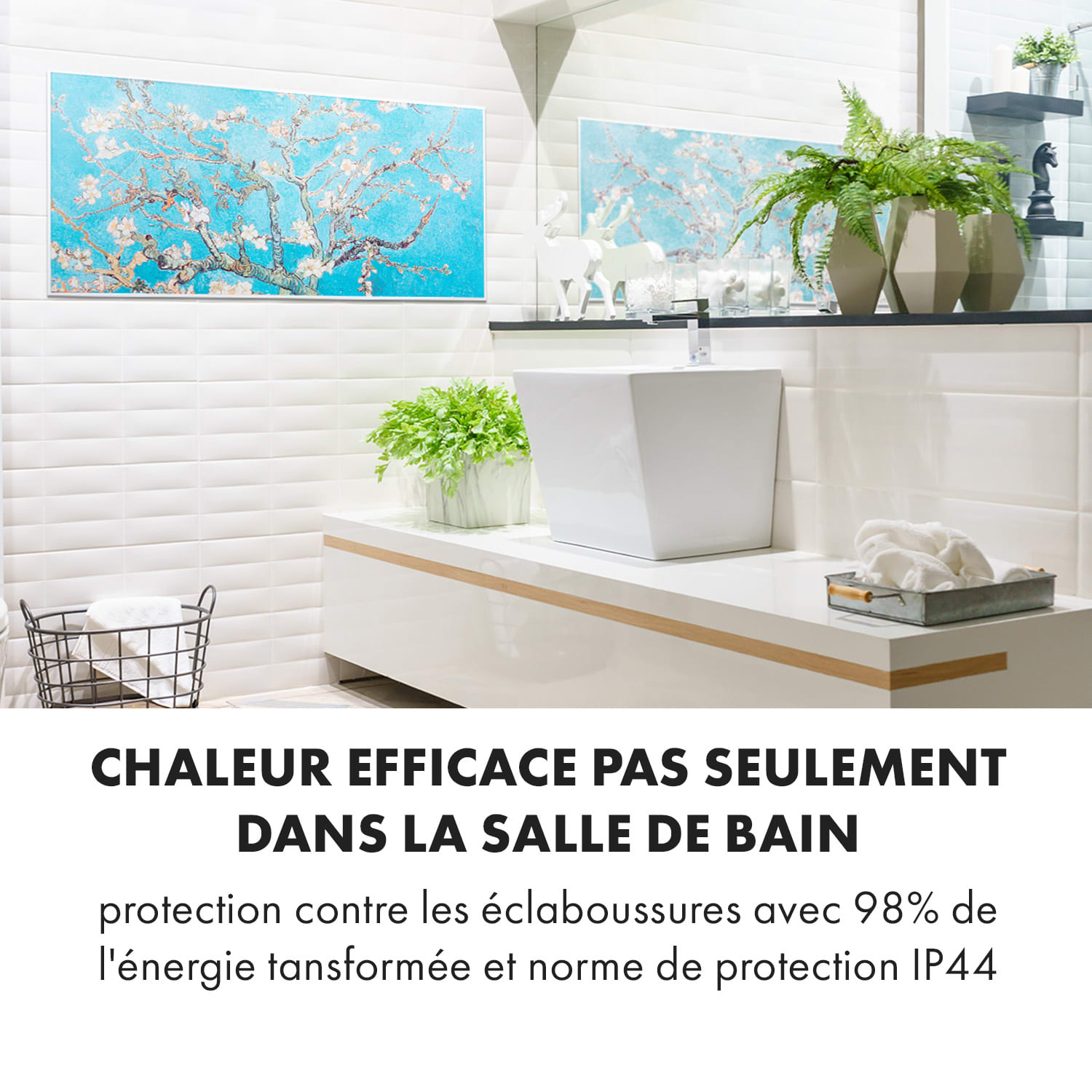 Wonderwall Air Art Smart infrarood verwarming 120x60cm 700W app amandelbloesem 120 x 60 cm | 700 W | Amandelbloesem