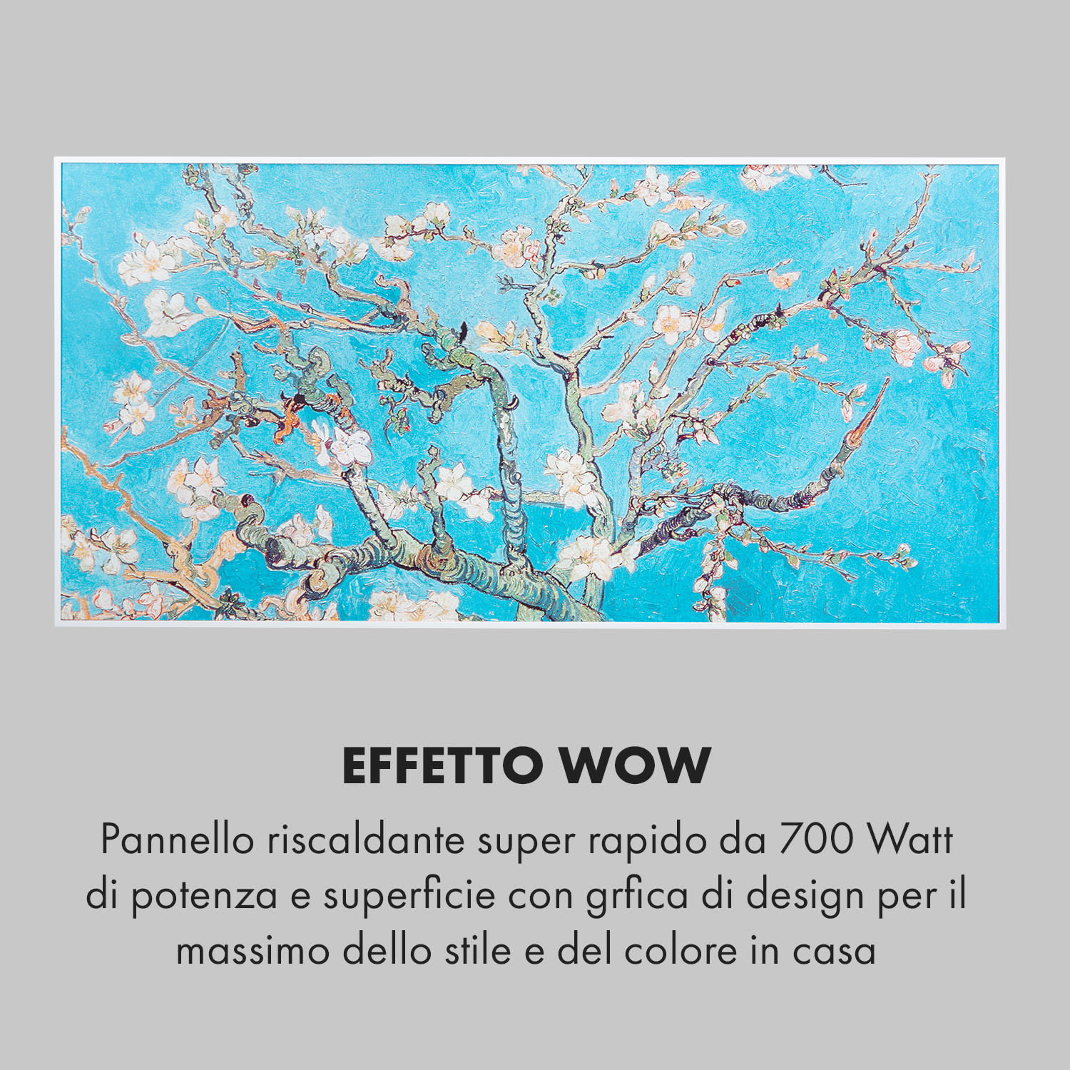 Wonderwall Air Art Smart Pannello Radiante Infrarossi 120x60cm 700W App Ramo di Mandorlo 120 x 60 cm | 700 W | Fiori di mandorlo