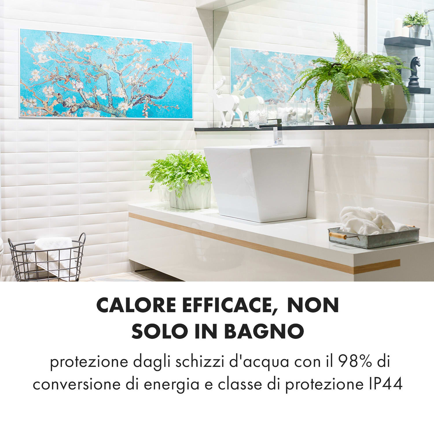 Wonderwall Air Art Smart Pannello Radiante Infrarossi 120x60cm 700W App Ramo di Mandorlo 120 x 60 cm | 700 W | Fiori di mandorlo