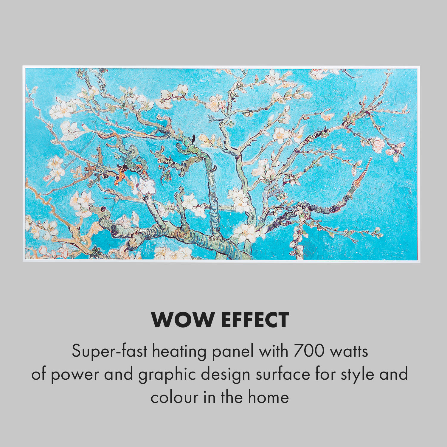 Wonderwall Air Art Smart, infračervený ohrievač, 120 x 60 cm, 700 W, aplikácia, mandľový kvet 120 x 60 cm | 700 W | Mandľové kvety