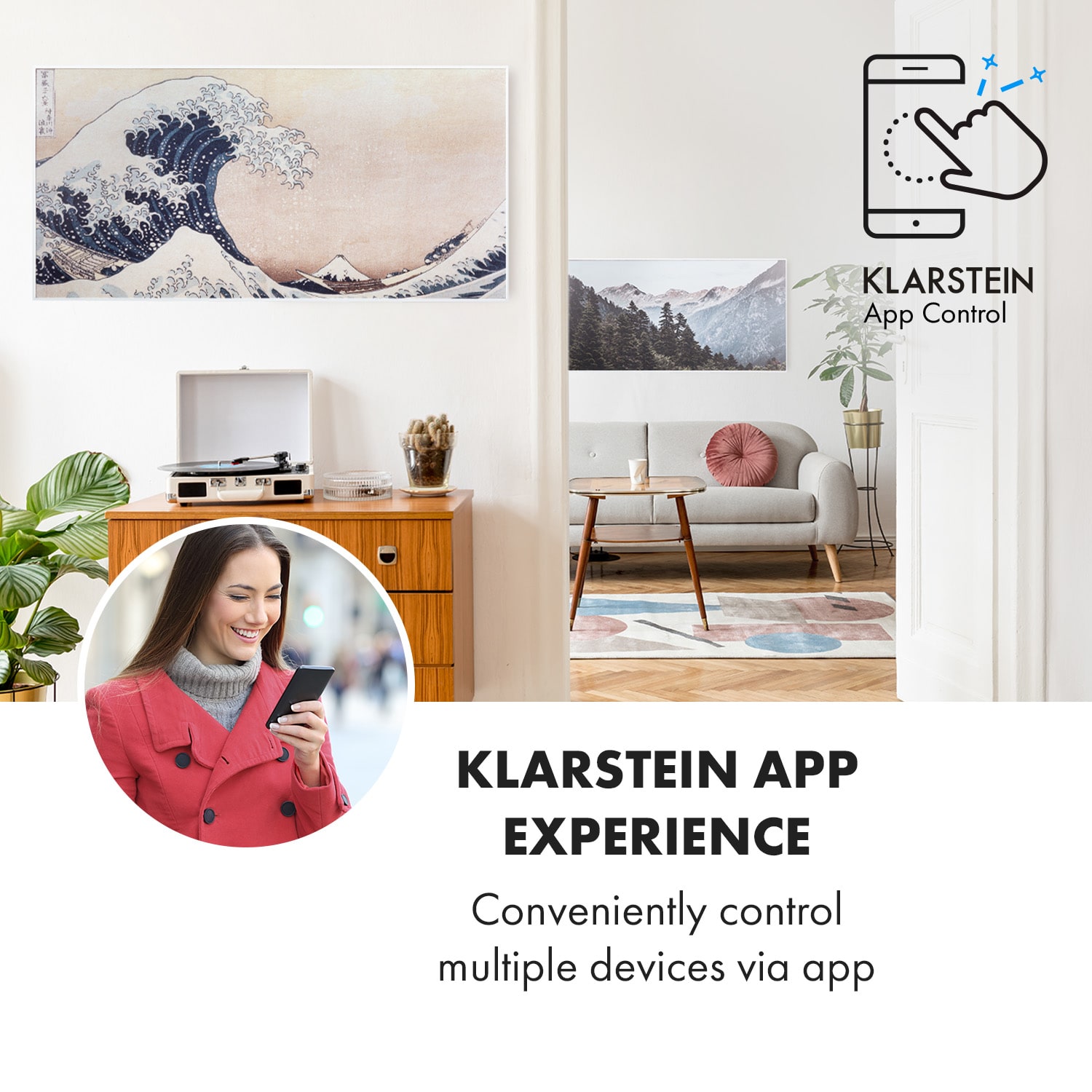 Wonderwall Air Art Smart, infračervený ohrievač, 120 x 60 cm, 700 W, aplikácia, vlny 120 x 60 cm | 700 W | Vlna