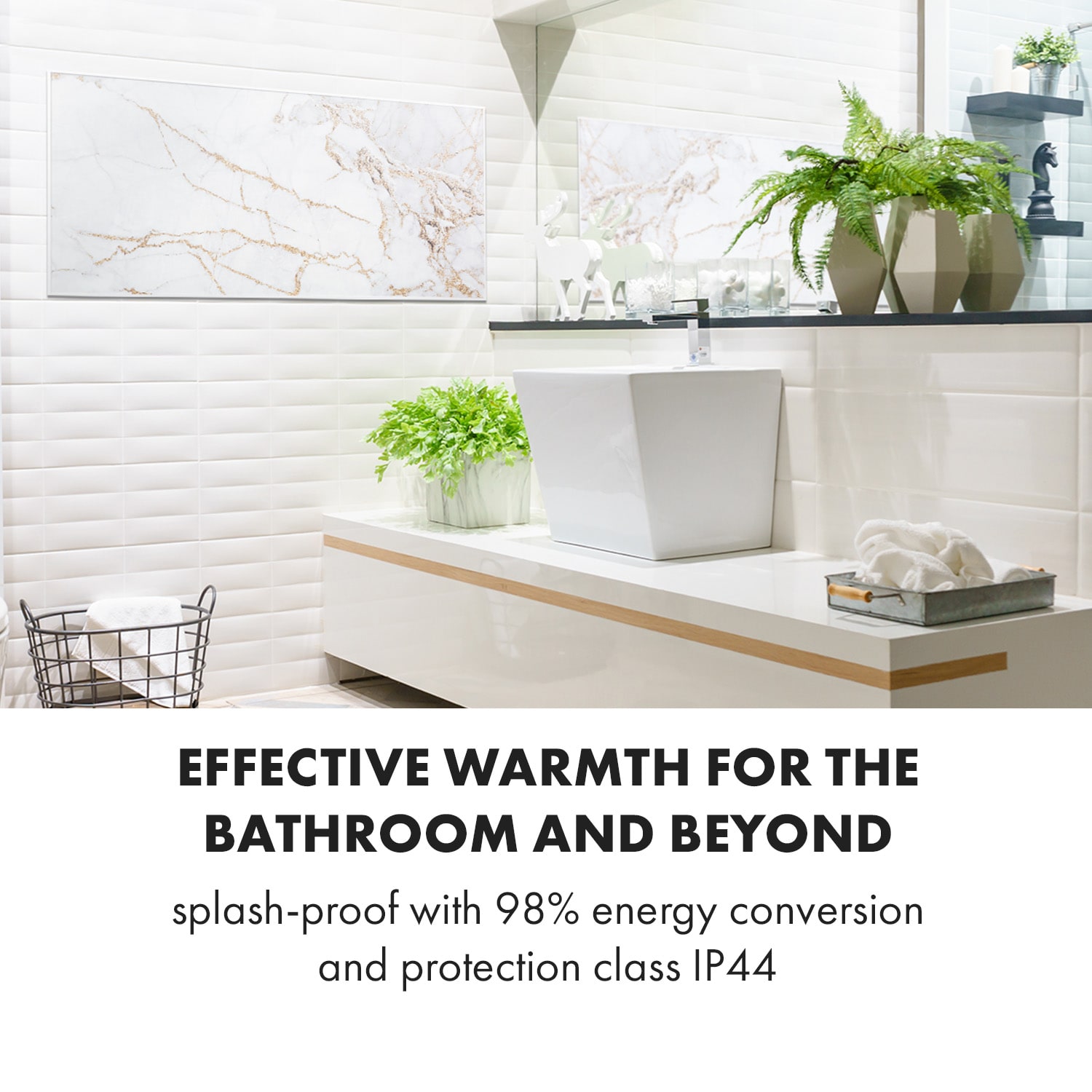 Wonderwall Air Art Smart Painel Aquecedor Infravermelho 120x60 cm 700W Mármore I 120 x 60 cm | 700 W | Mármore | Branco