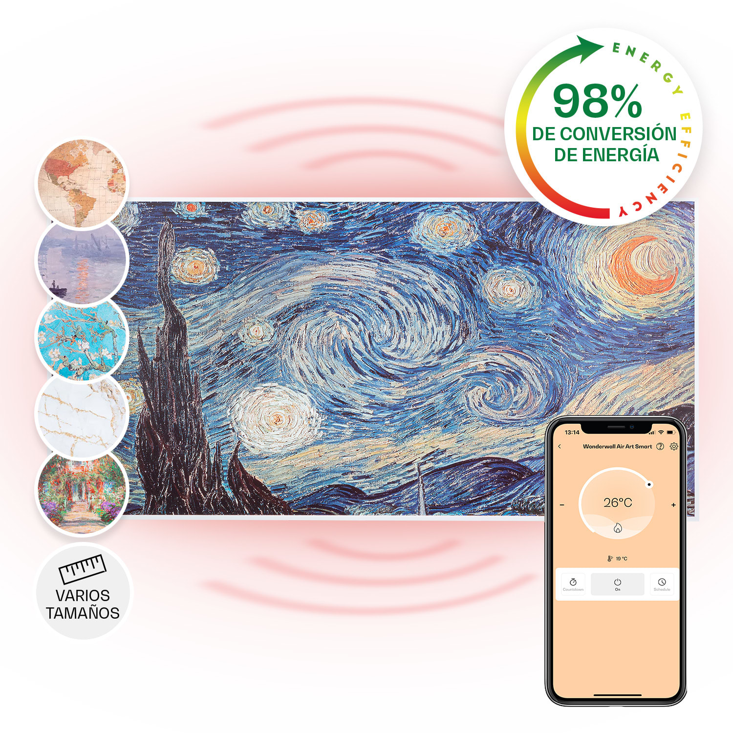 Wonderwall Air Art Smart Panel calefactor infrarrojo 120x60cm 700W App Noche estrellada 120 x 60 cm | 700 W | Noche estrellada