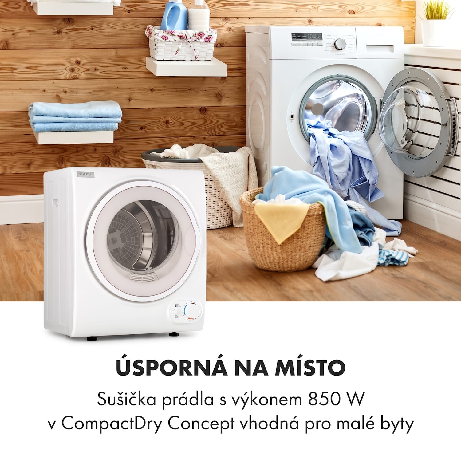 Jet Set 2500, sušička prádla, sušička s odsáváním vlhkého vzduchu, 850 W, TEE C, 2,5 kg, 50 cm, bílá Bílá