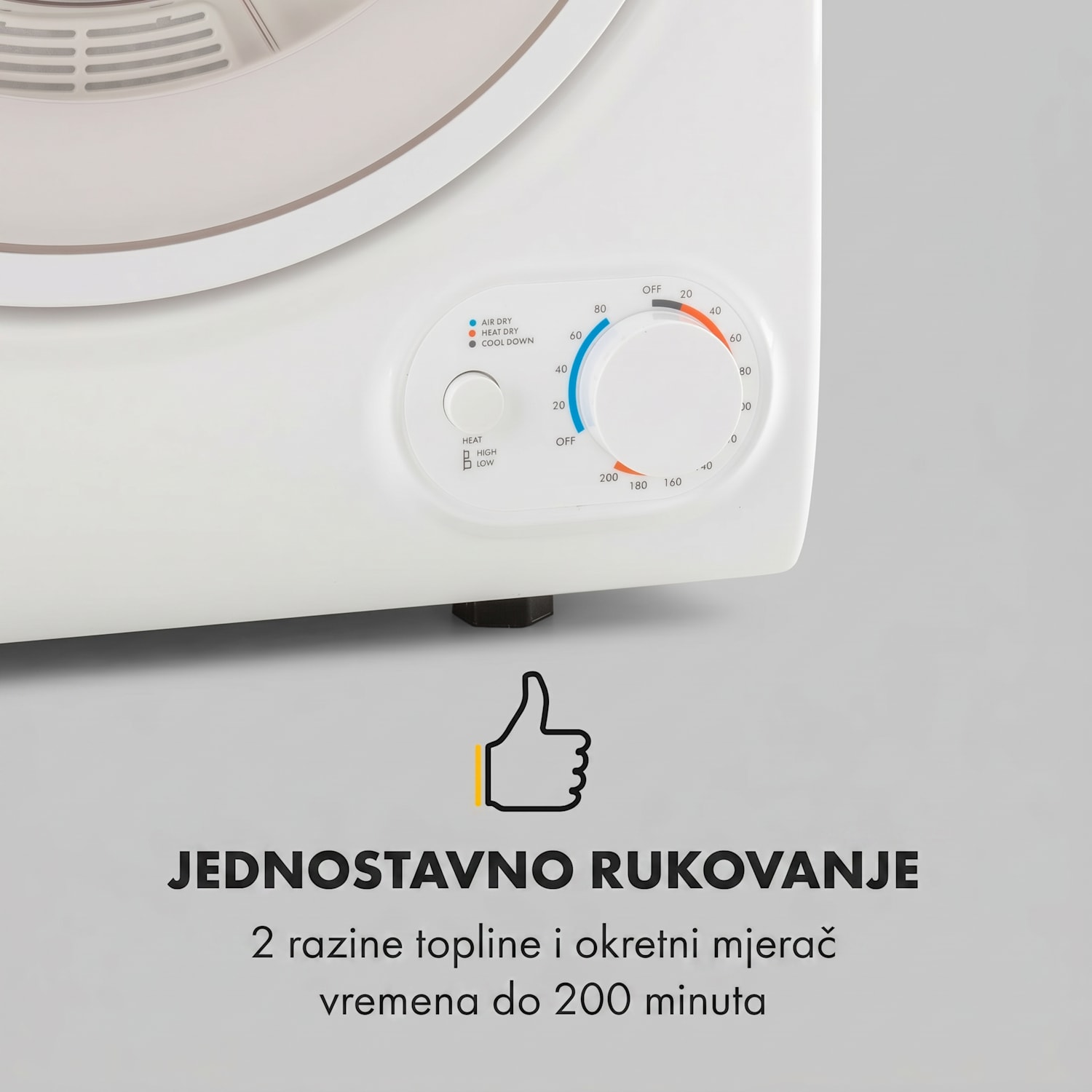 Jet Set 2500, sušilica za rublje, sušilica s odvodom vlažnog zraka, 850W, TEE C, 2,5 kg, 50 cm, bijela Bijela