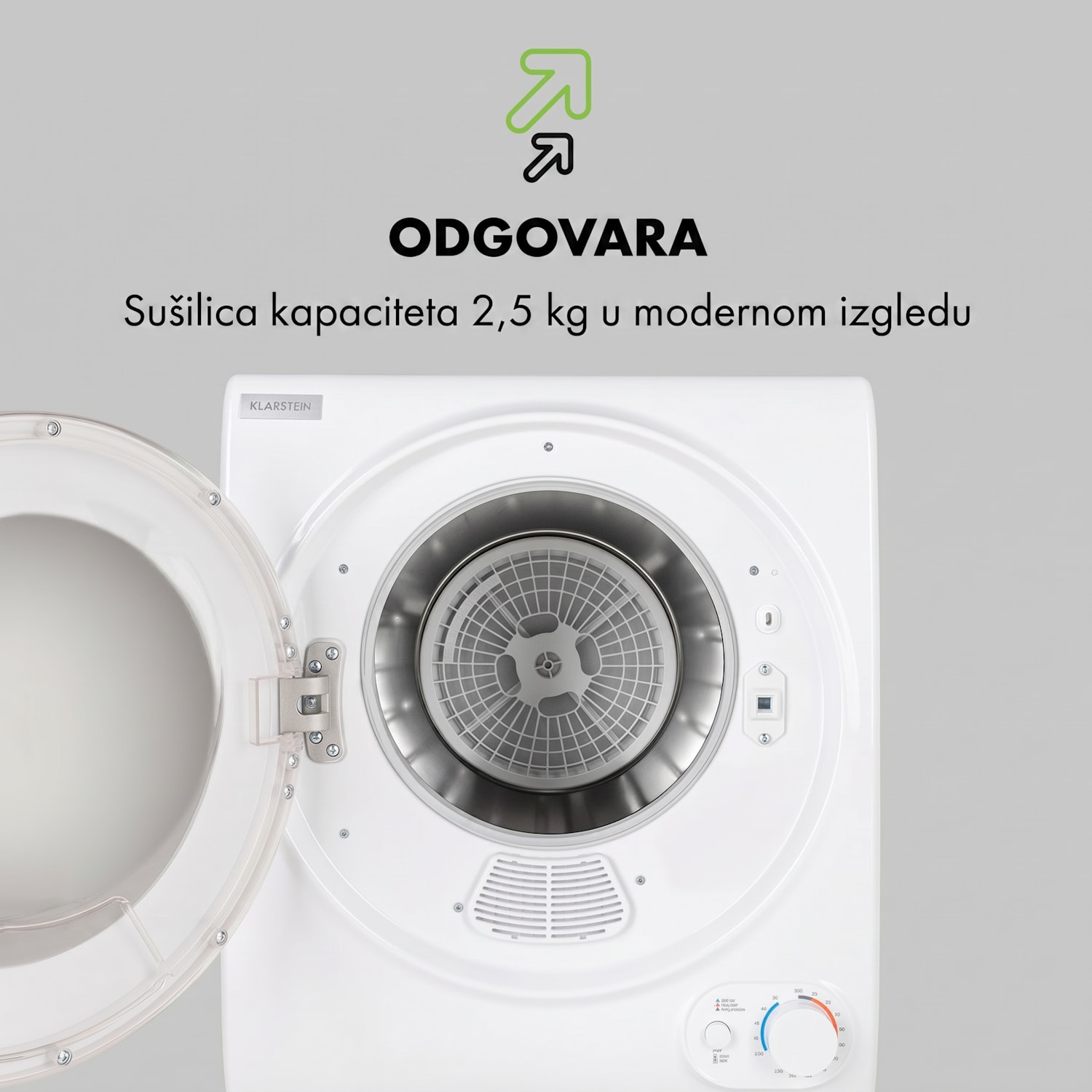 Jet Set 2500, sušilica za rublje, sušilica s odvodom vlažnog zraka, 850W, TEE C, 2,5 kg, 50 cm, bijela Bijela