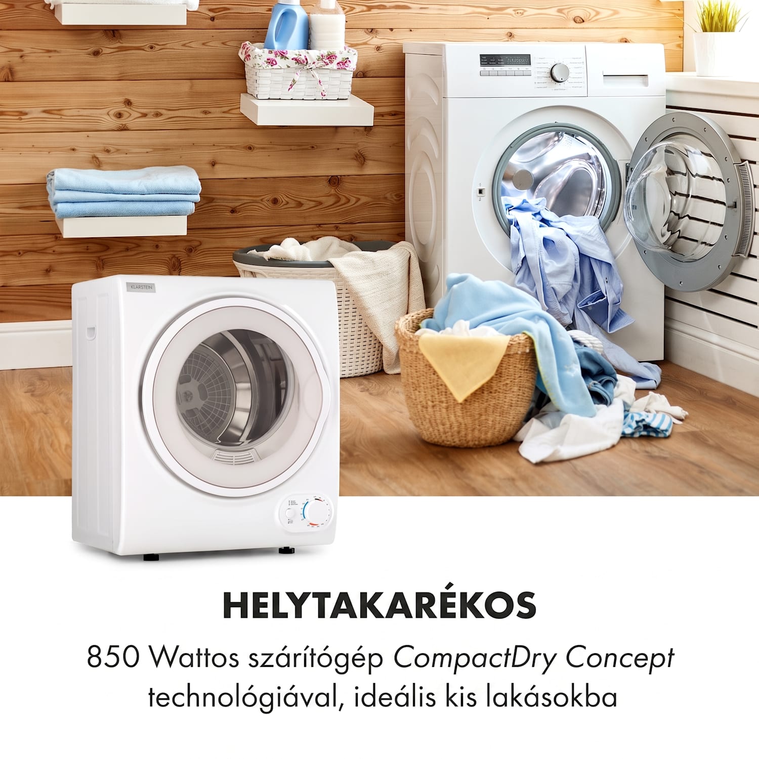 Jet Set 2500, szárítógép, nedves levegő elszívással, 850W, TEE C, 2,5kg, 50cm, fehér Fehér