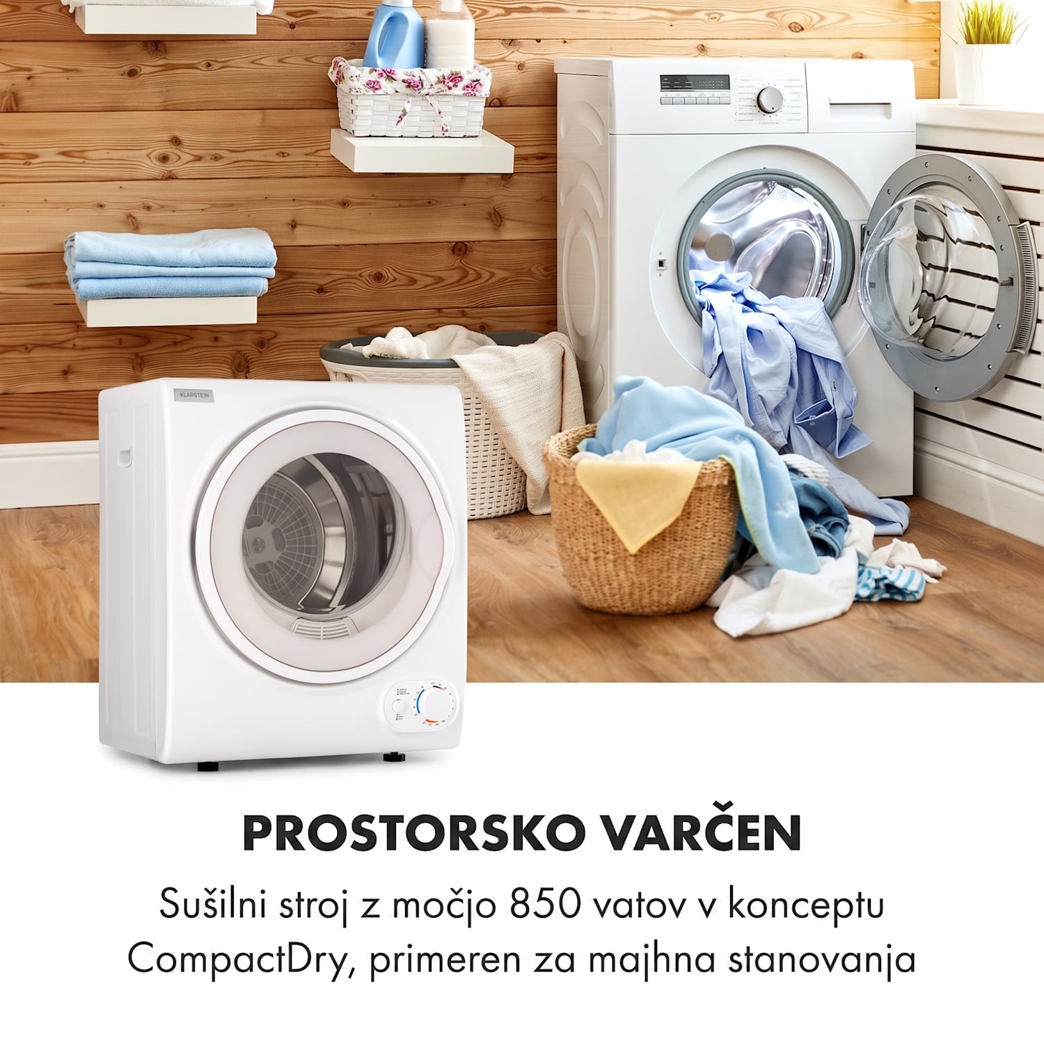 Jet Set 2500, sušilni stroj, sušilec z razvlaževalnikom zraka, 850 W, TEE C, 2,5 kg, 50 cm, bela Bela