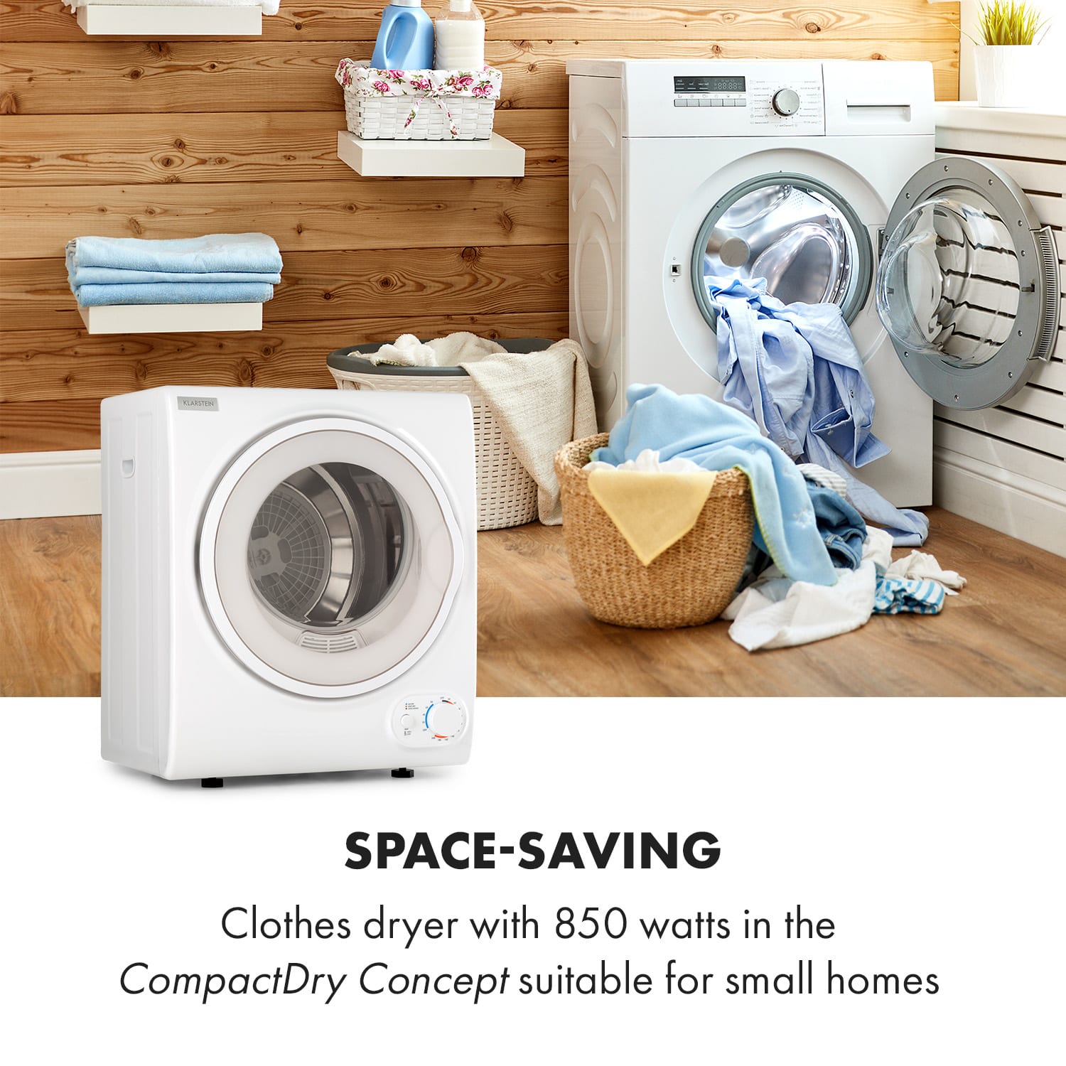 Jet Set 2500, uscător de haine, uscător cu aspirare de aer umed, 850W, TEE C, 2,5 kg, 50 cm, alb Alb