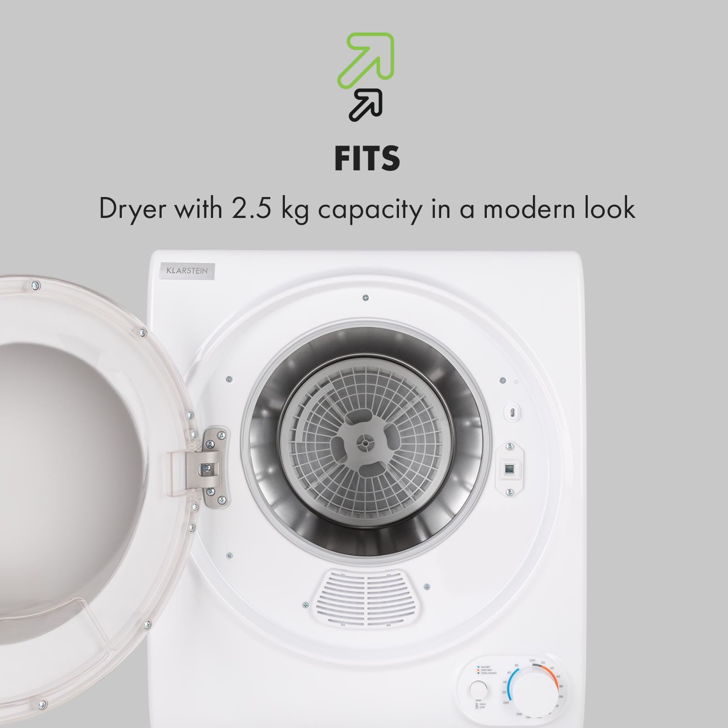 Jet Set 2500, uscător de haine, uscător cu aspirare de aer umed, 850W, TEE C, 2,5 kg, 50 cm, alb Alb