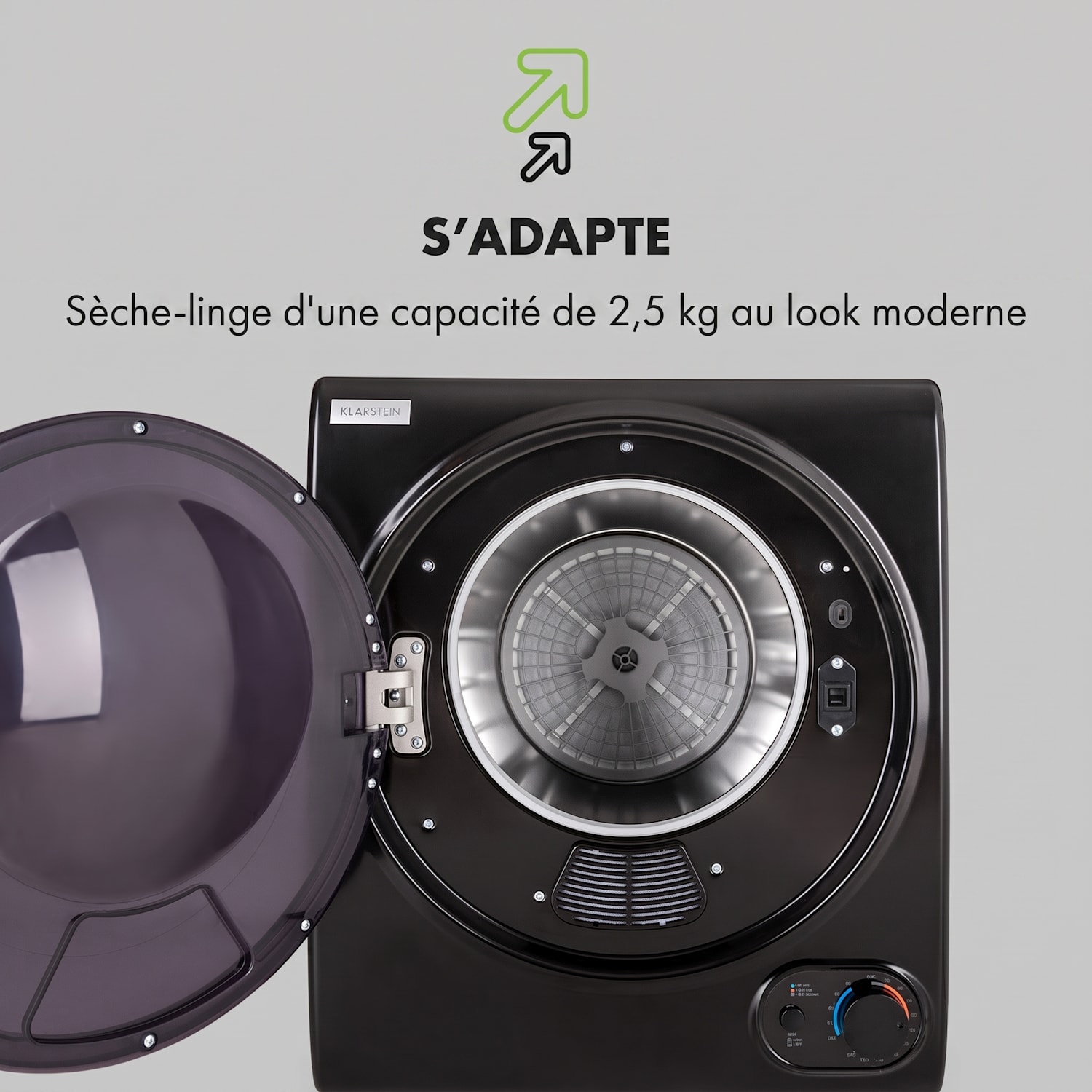 Jet Set 2500 sèche-linge par extraction d'air 850 W CEE C 2,5 kg 50 cm noir Noir