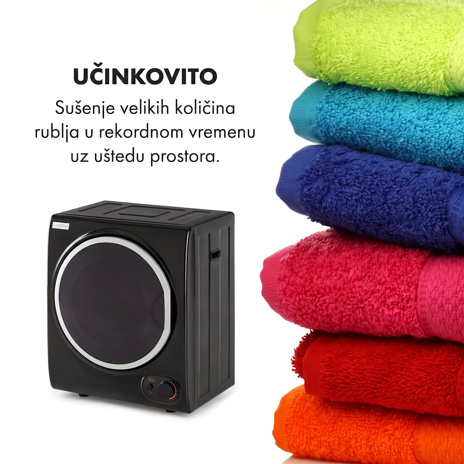 Jet Set 2500, sušilica za rublje, sušilica s odvodom vlažnog zraka, 850W, TEE C, 2,5 kg, 50 cm, crna Crna