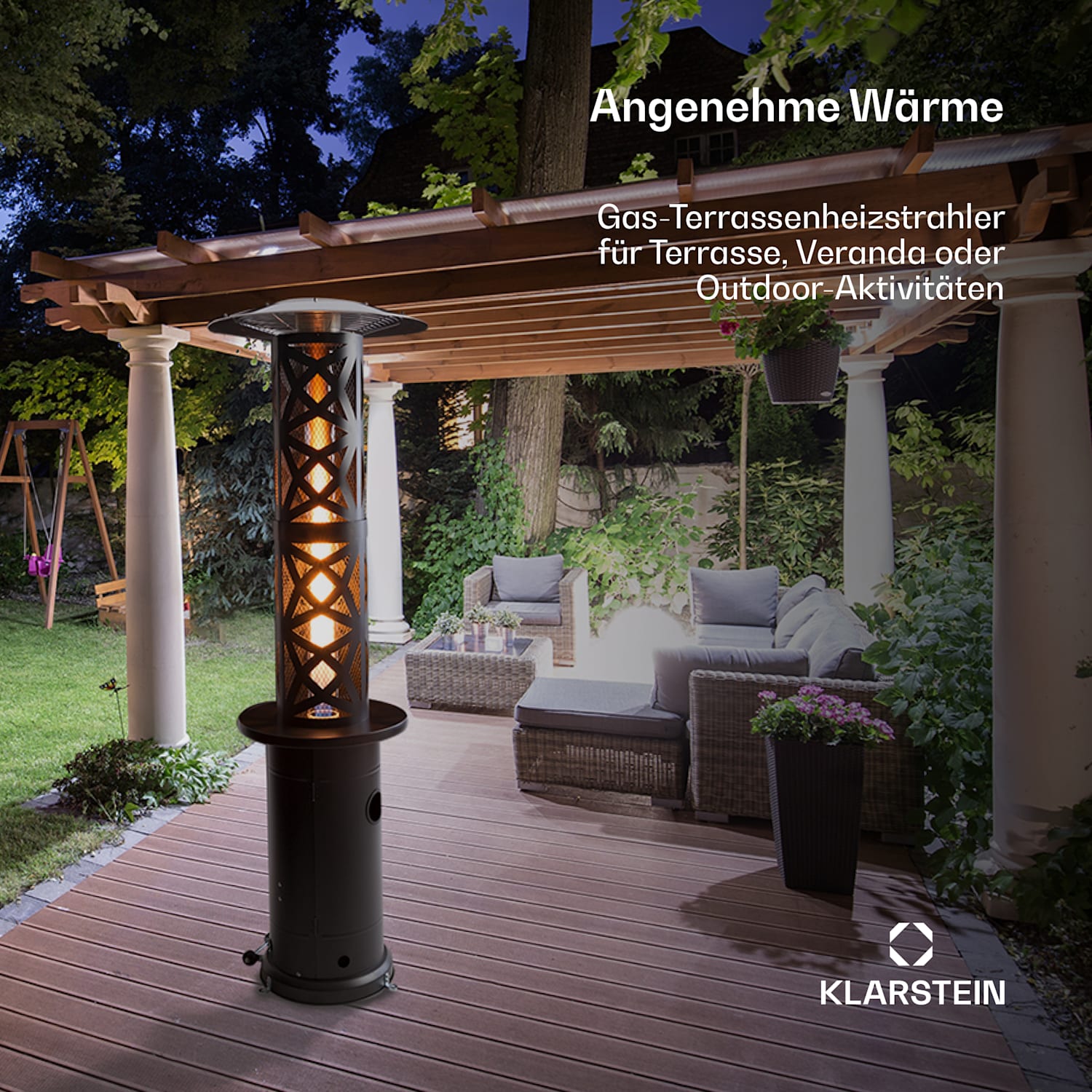 Goldflame Style Terrassenheizstrahler 11,2 kW 360°-Blick mobil 