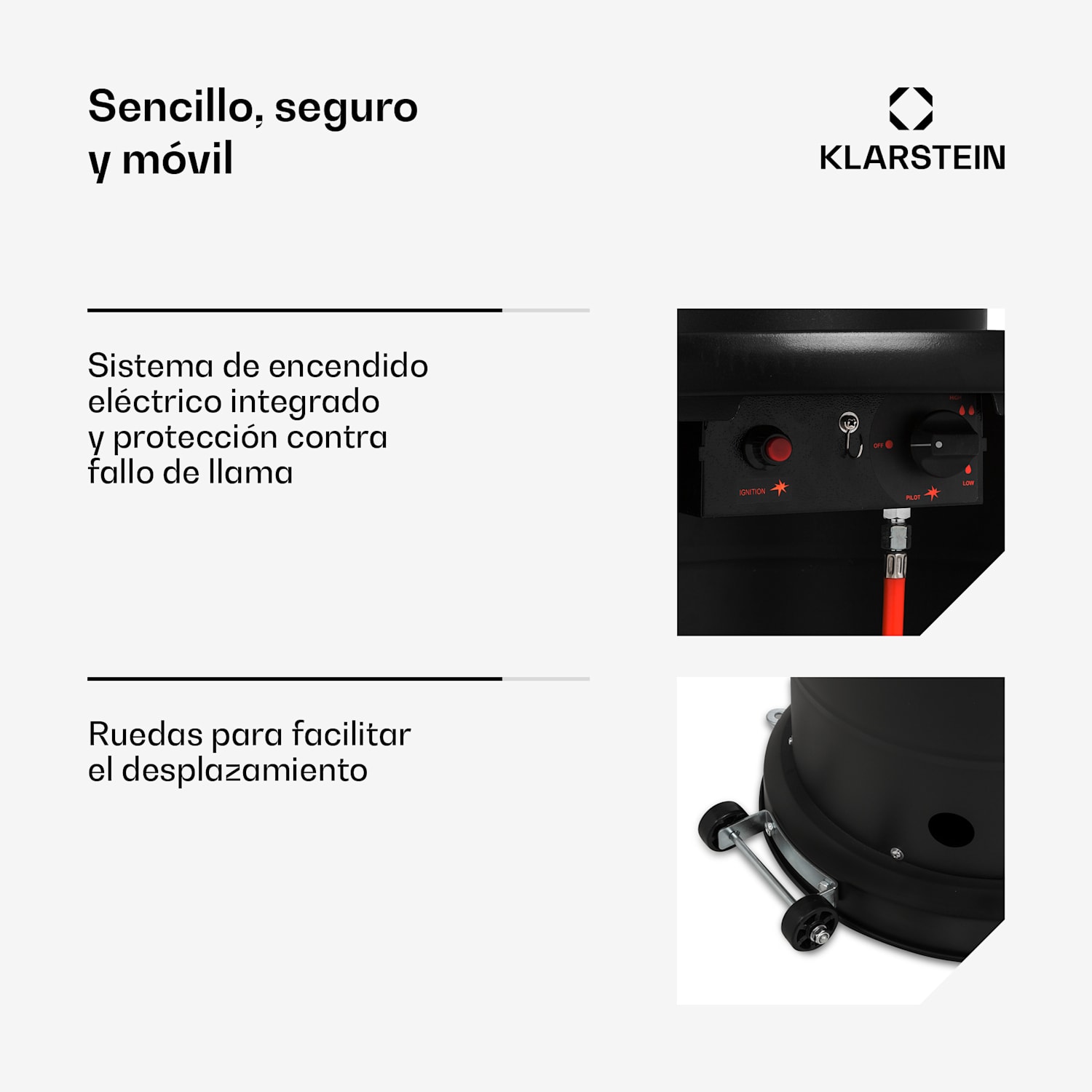 Goldflame Style Radiador para terraza 11,2 kW Vista 360° Móvil Negro 