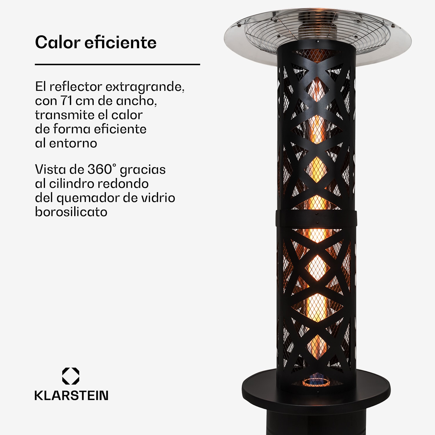 Goldflame Style Radiador para terraza 11,2 kW Vista 360° Móvil Negro 
