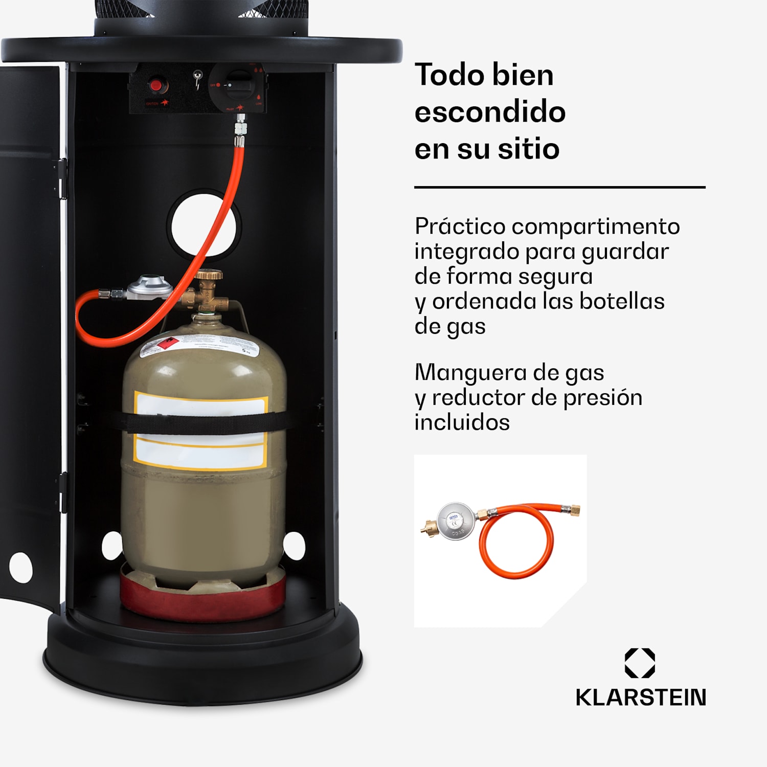 Goldflame Style Radiador para terraza 11,2 kW Vista 360° Móvil Negro 