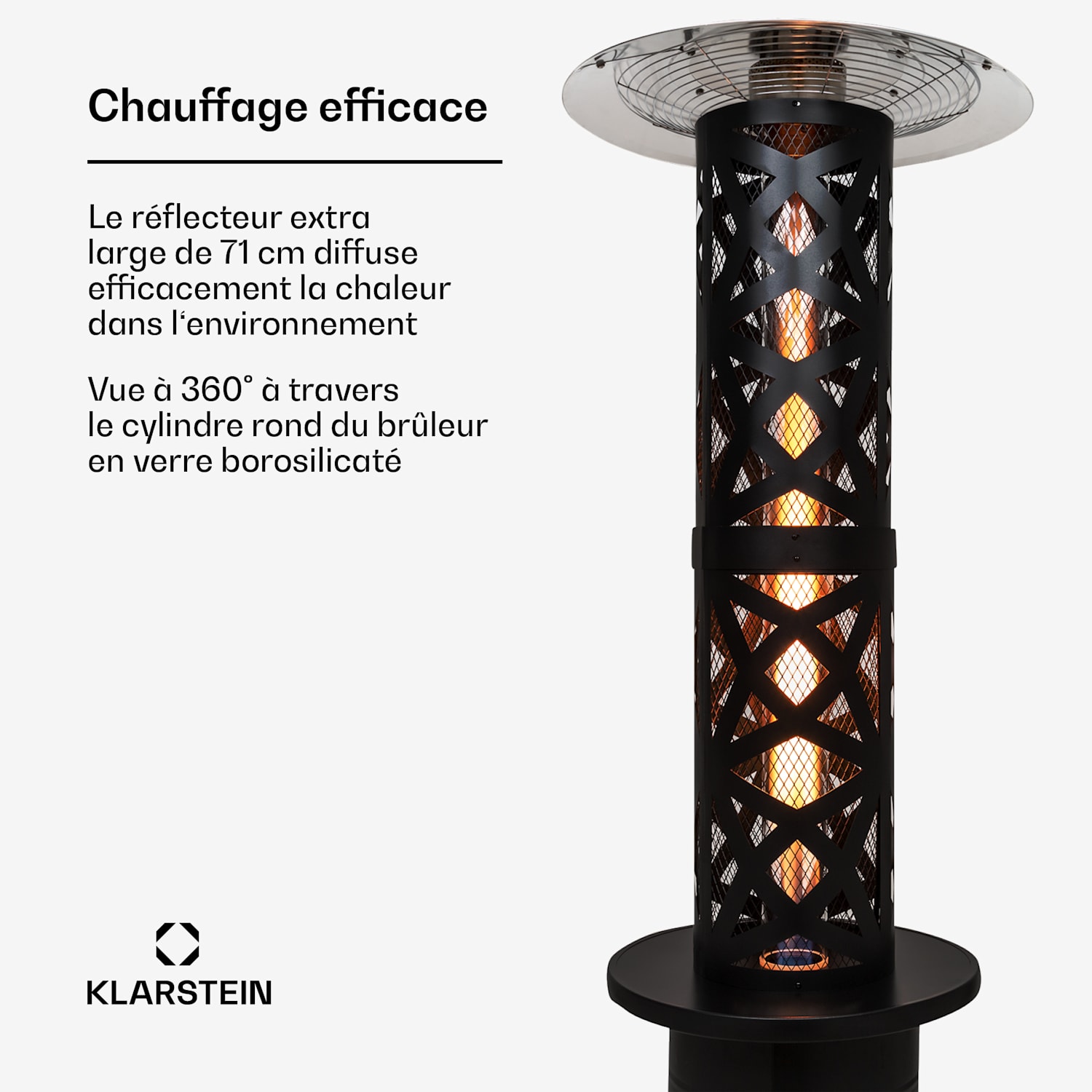 Goldflame Style radiateur de terrasse 11,2 kW vue 360° mobile noir 