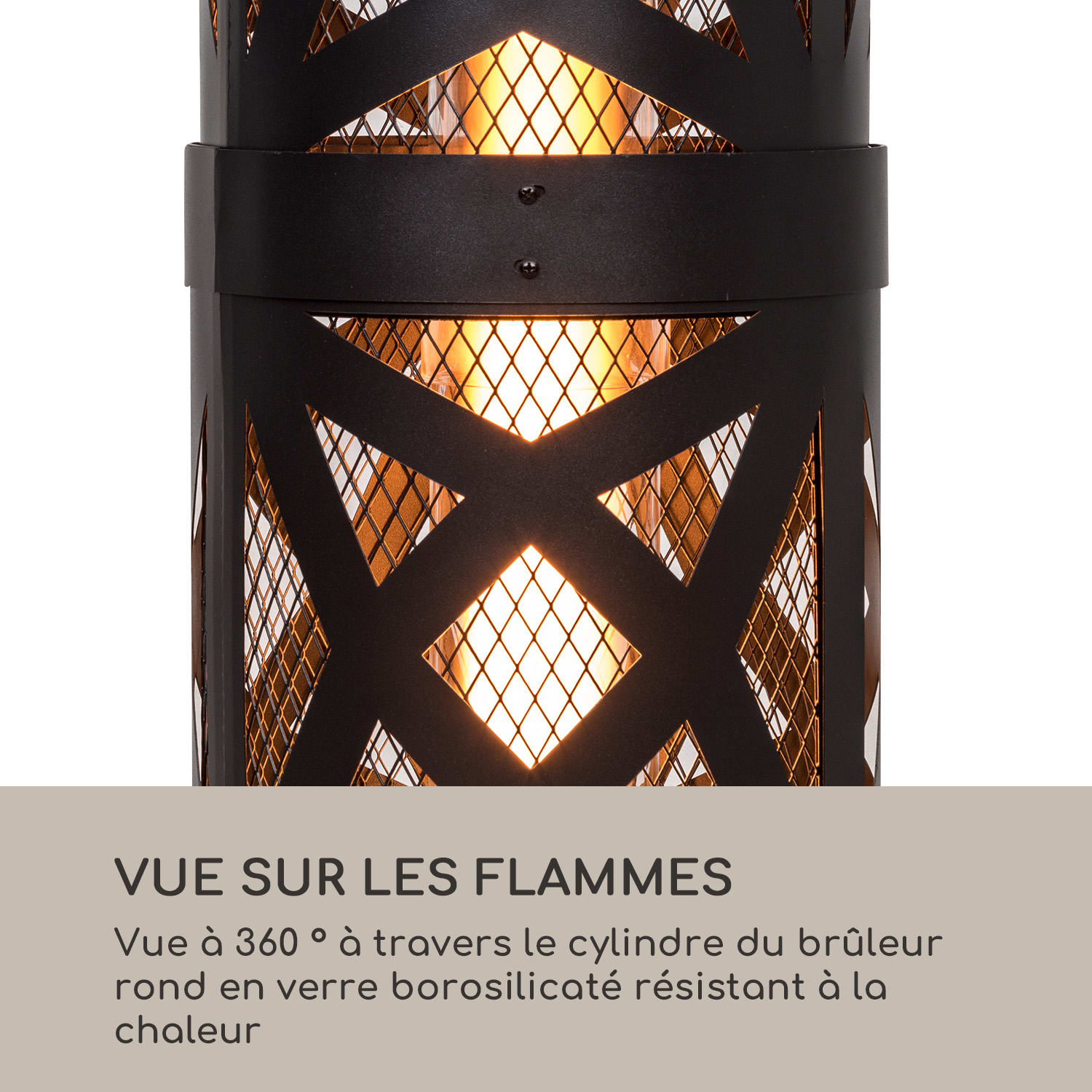 Goldflame Style radiateur de terrasse 11,2 kW vue 360° mobile noir Noir