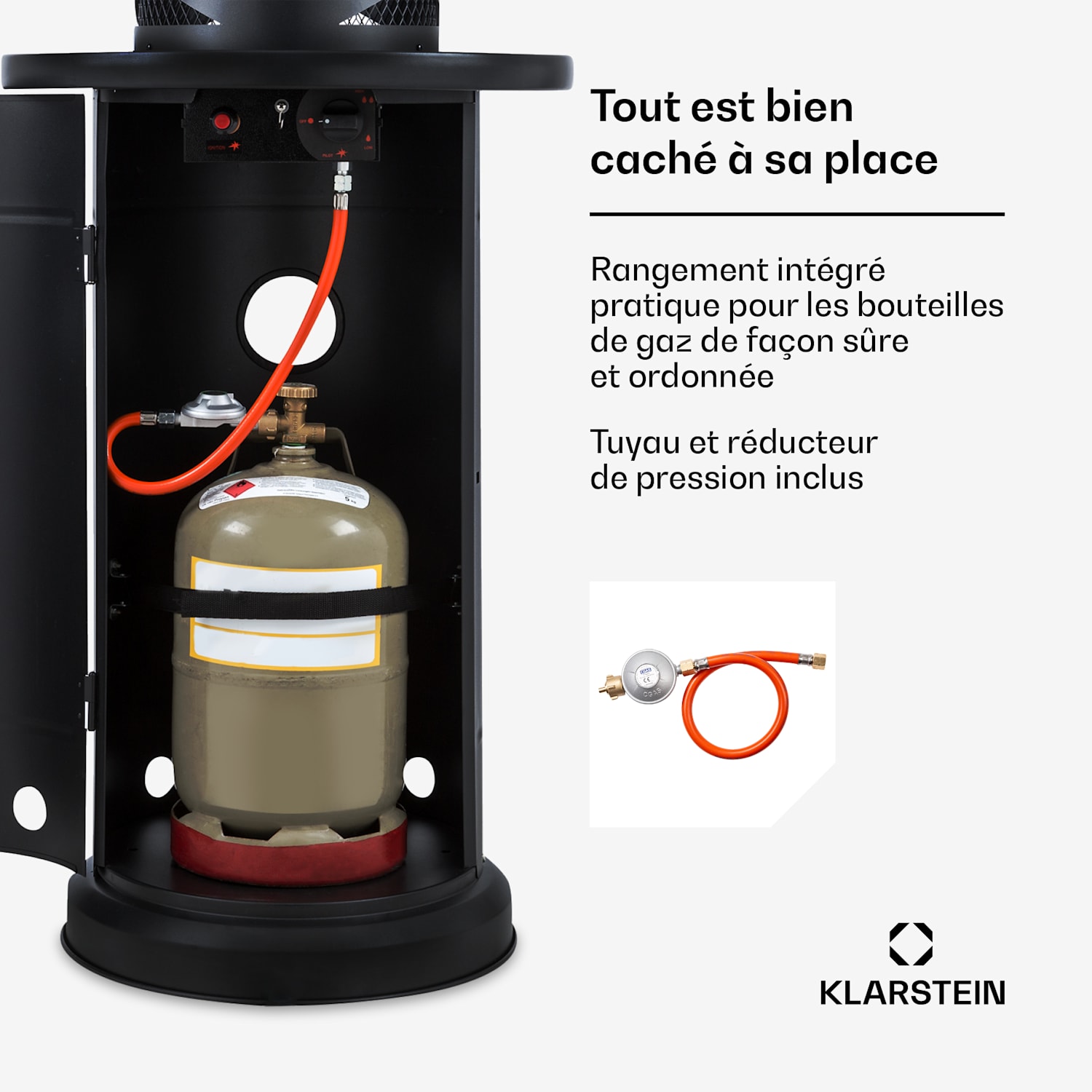 Goldflame Style radiateur de terrasse 11,2 kW vue 360° mobile noir 