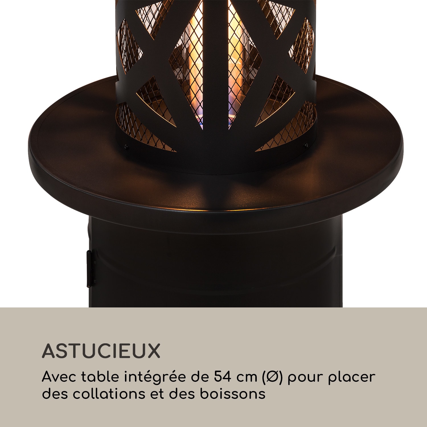 Goldflame Style radiateur de terrasse 11,2 kW vue 360° mobile noir Noir
