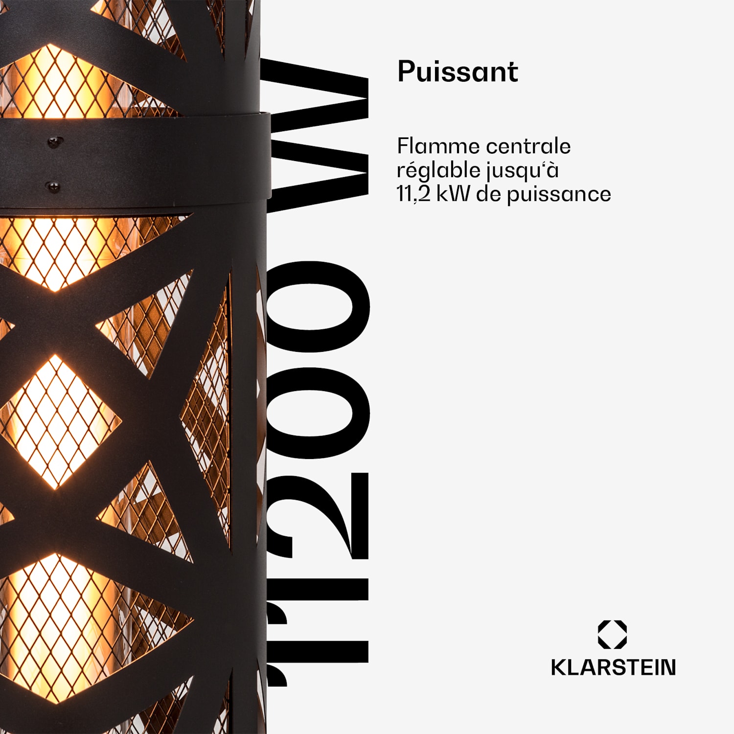 Goldflame Style radiateur de terrasse 11,2 kW vue 360° mobile noir 